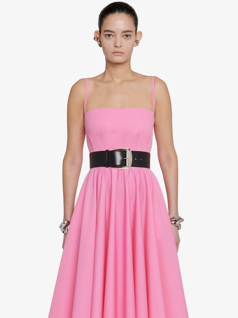 Women's Pleated Corset Dress in Psychedelic Pink - 6