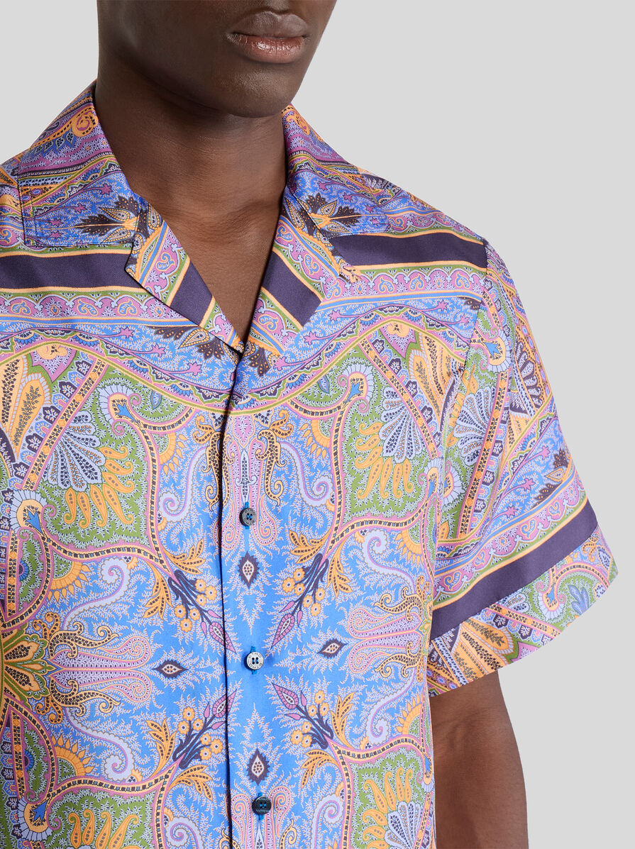 TWILL SHIRT WITH PLACED PAISLEY PRINT - 3