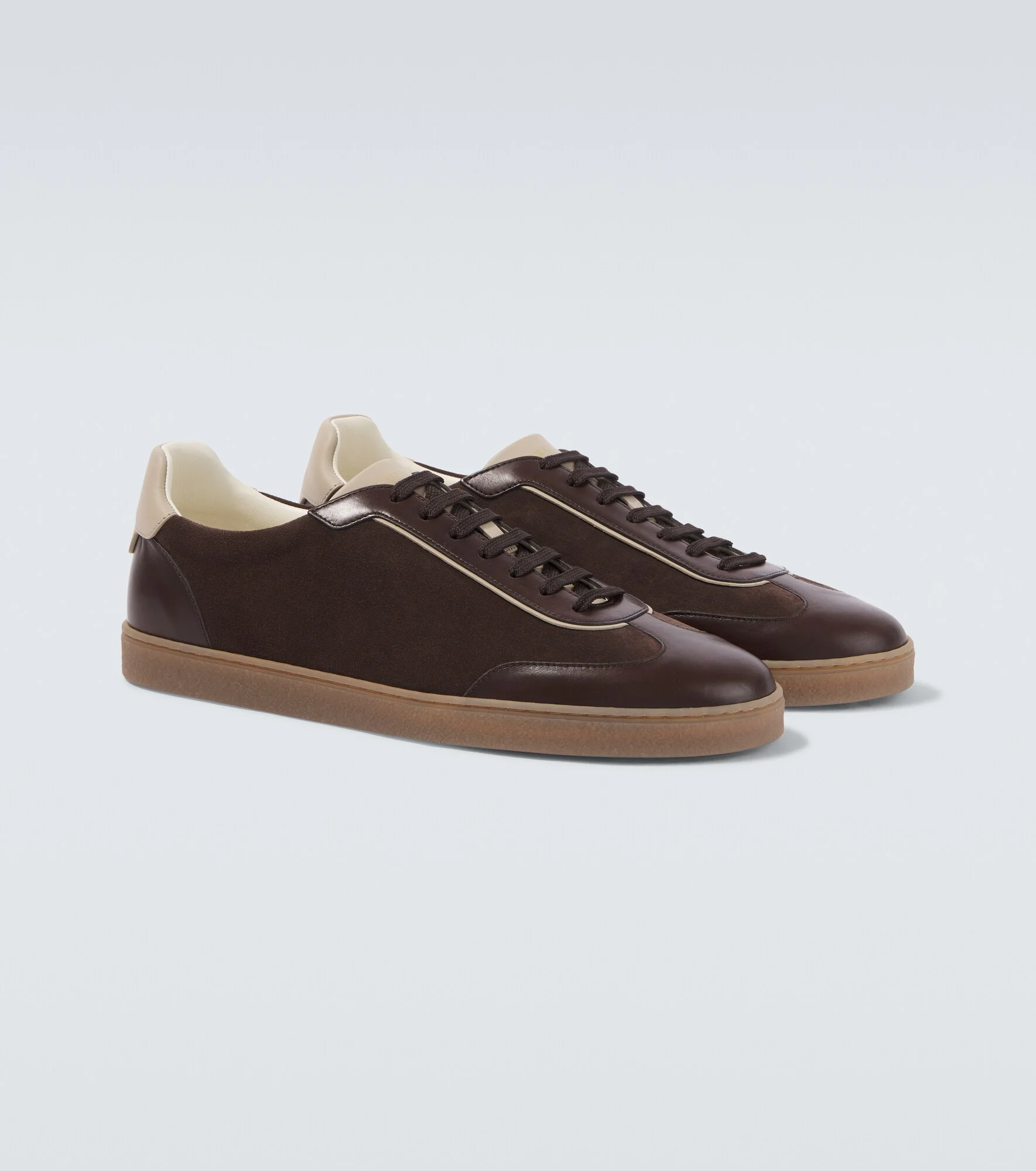 Leather-trimmed suede sneakers - 1