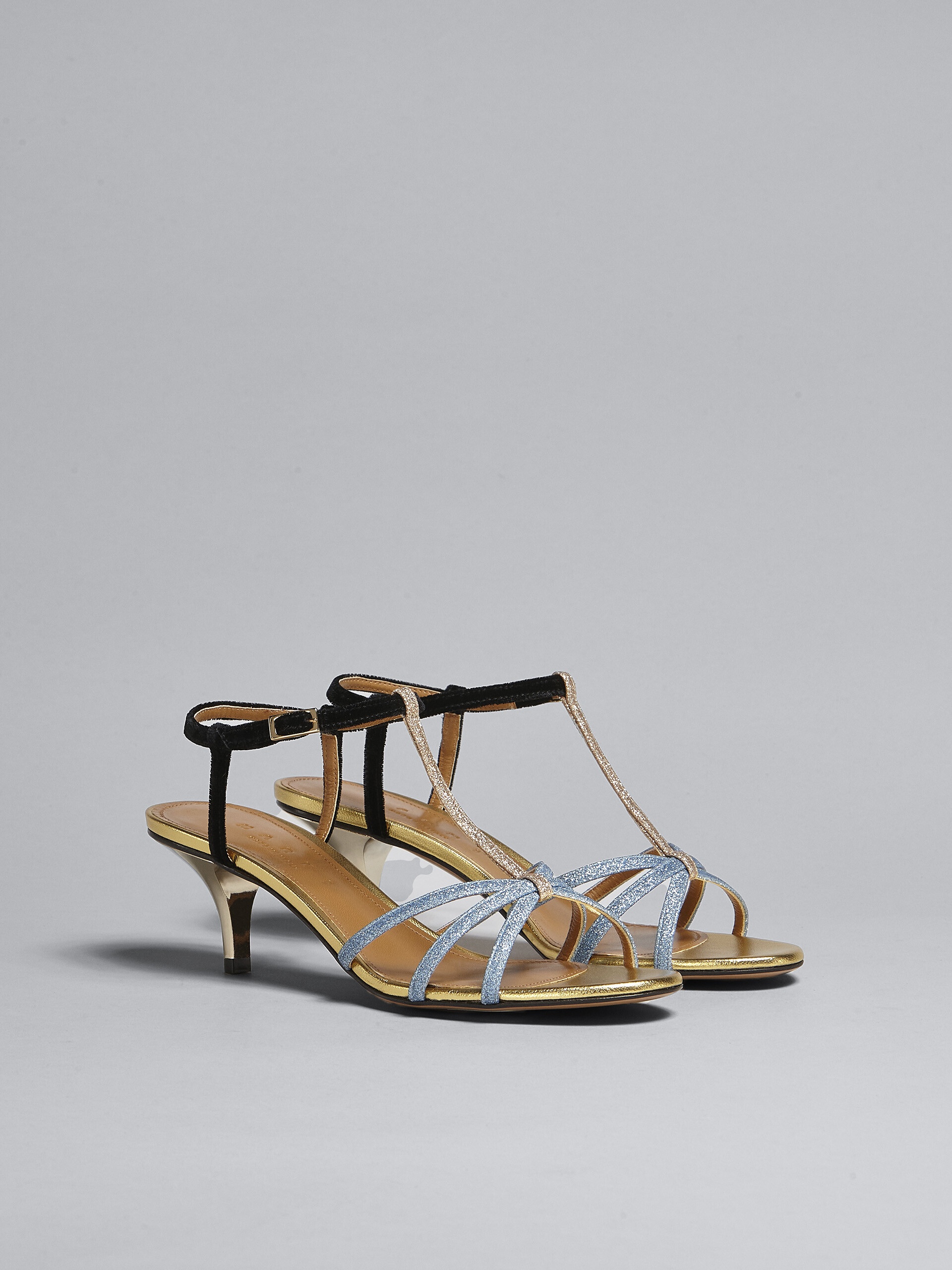 GLITTER FABRIC AND VELVET SANDAL - 2