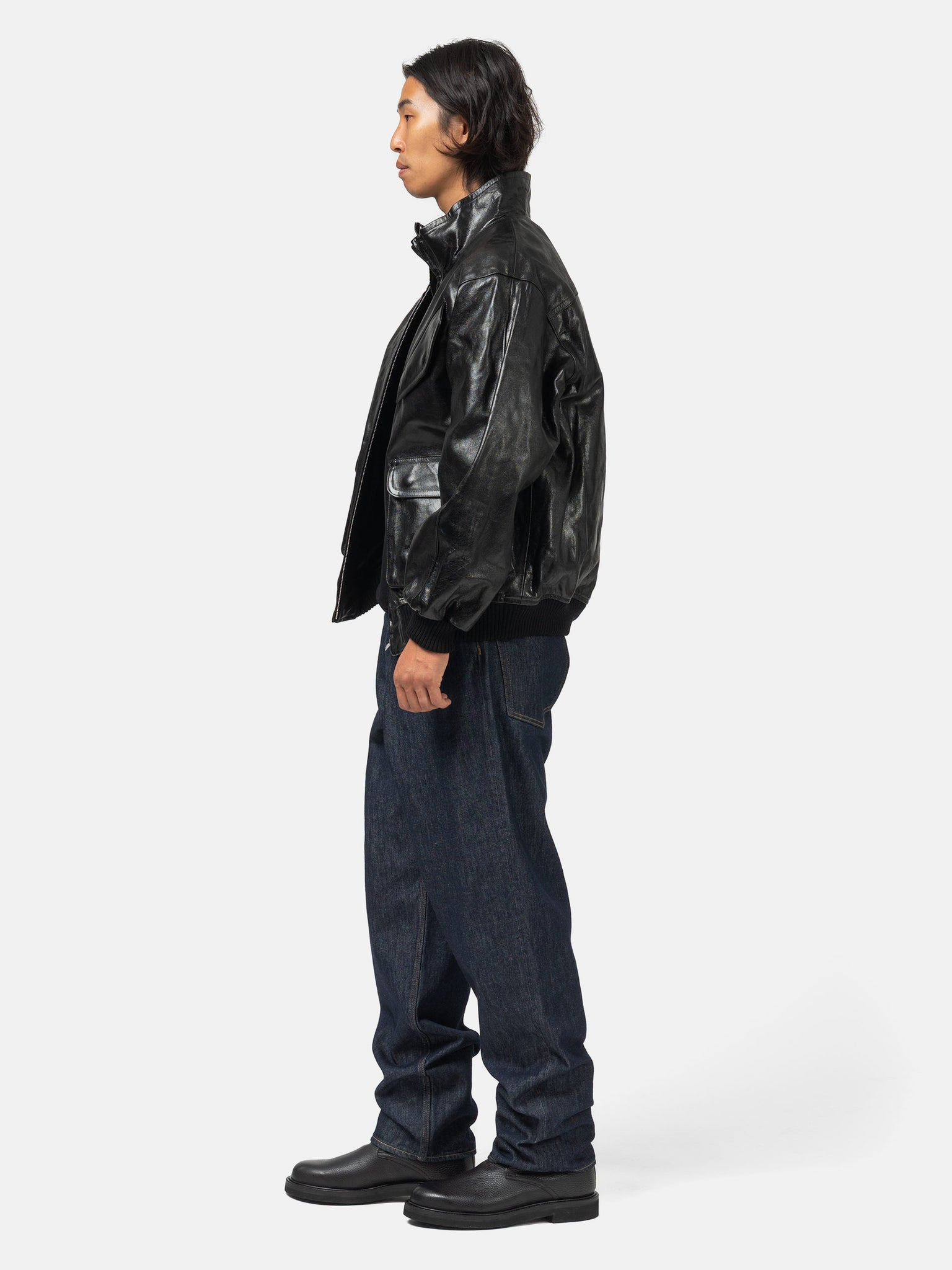 Hard Twist Denim Wide Pants Indigo - 3