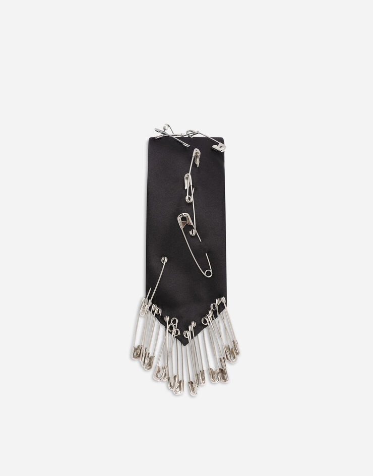 6-cm silk blade tie with safety pins - 3
