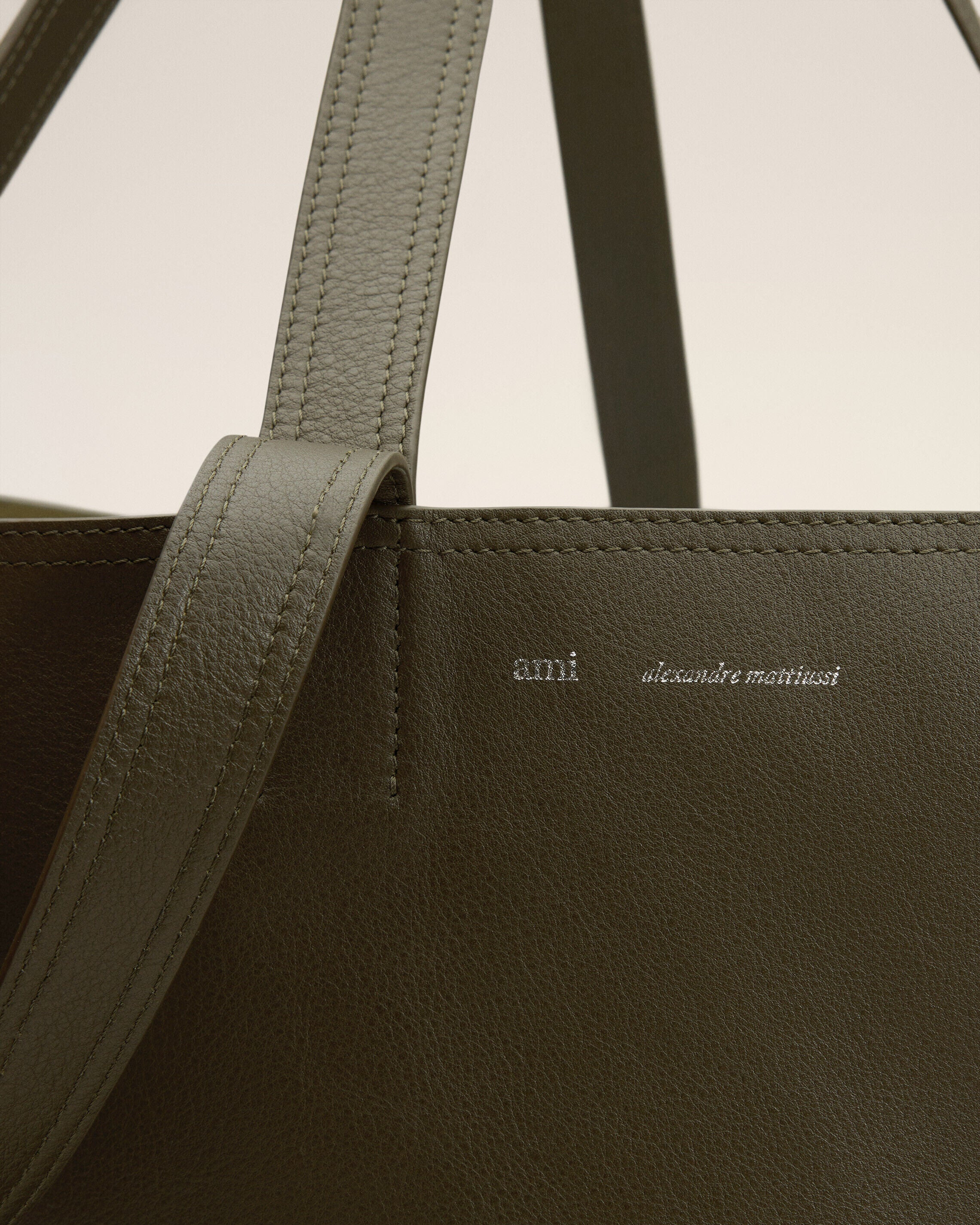GREEN LEATHER MIDI MAXI TOTE BAG - 4