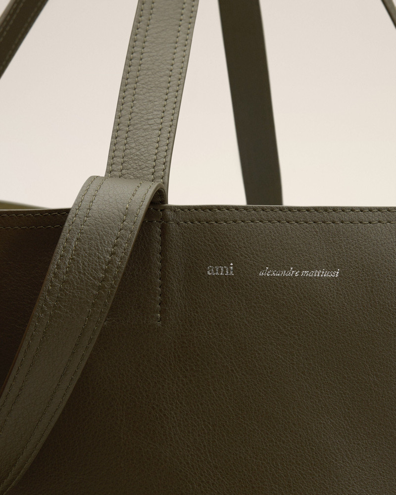 GREEN LEATHER MIDI MAXI TOTE BAG 4