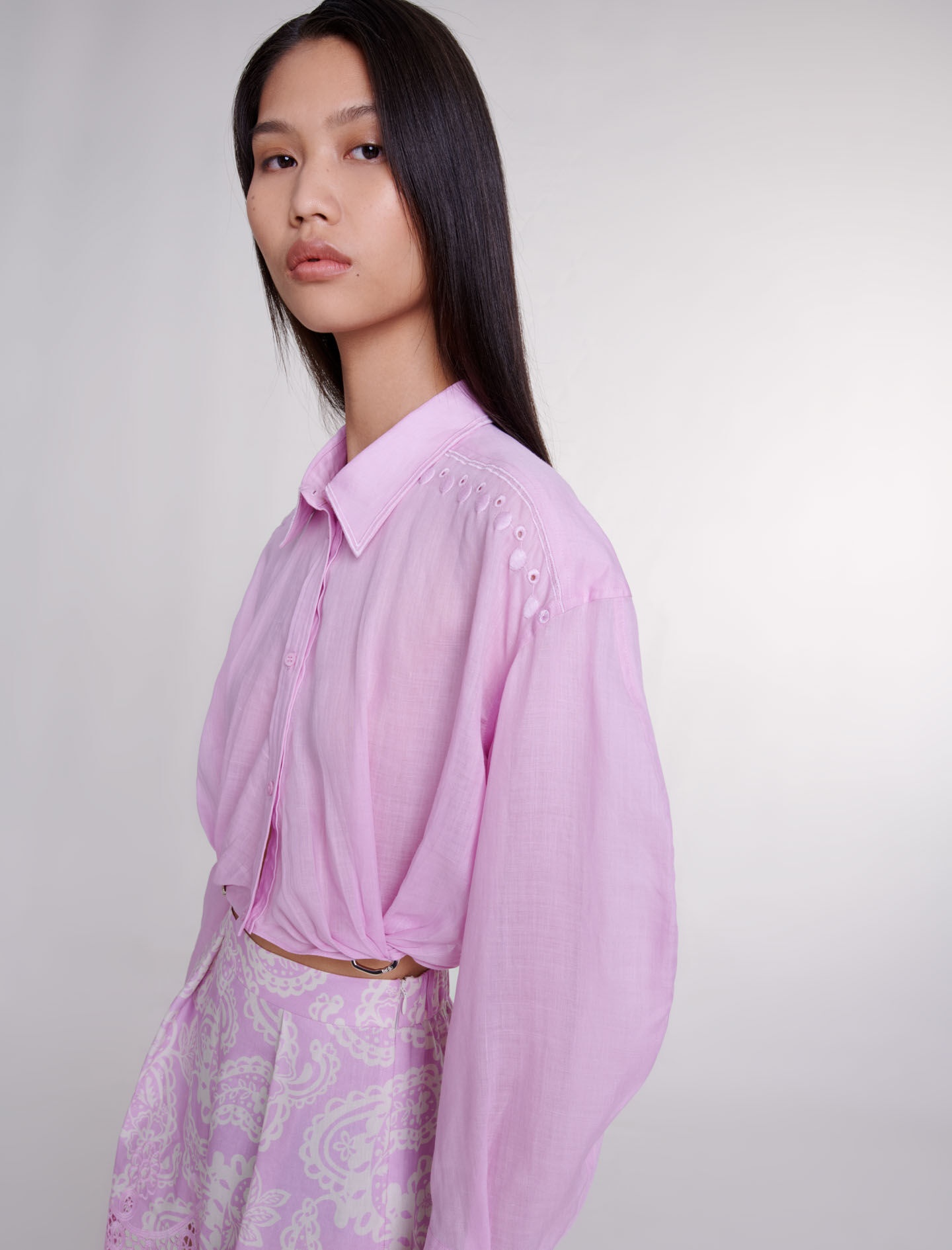 Ramie cropped shirt - 8