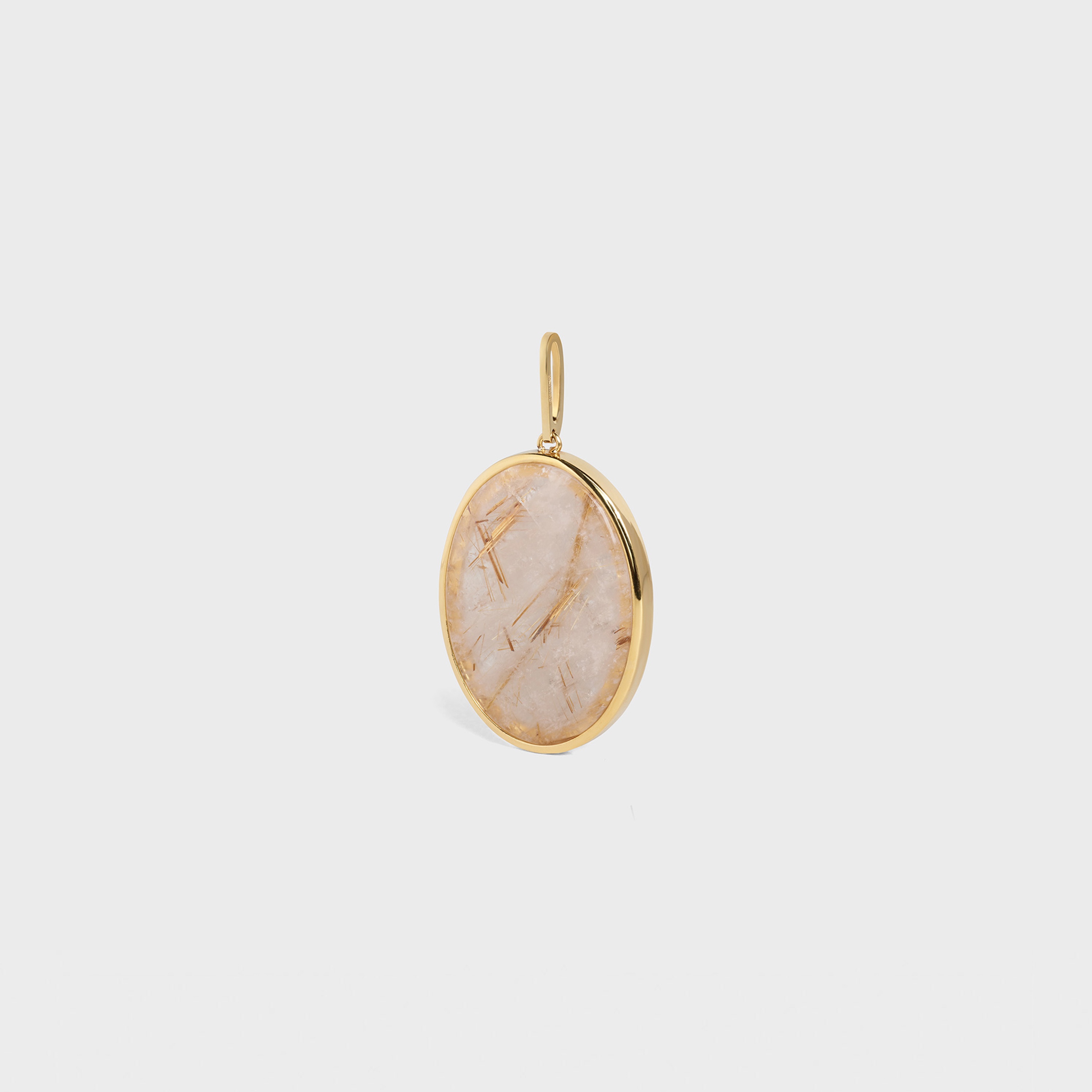 CELINE SEPARABLES STONE PENDANT IN RUTILATED QUARTZ AND BRASS WITH GOLD FINISH - 2