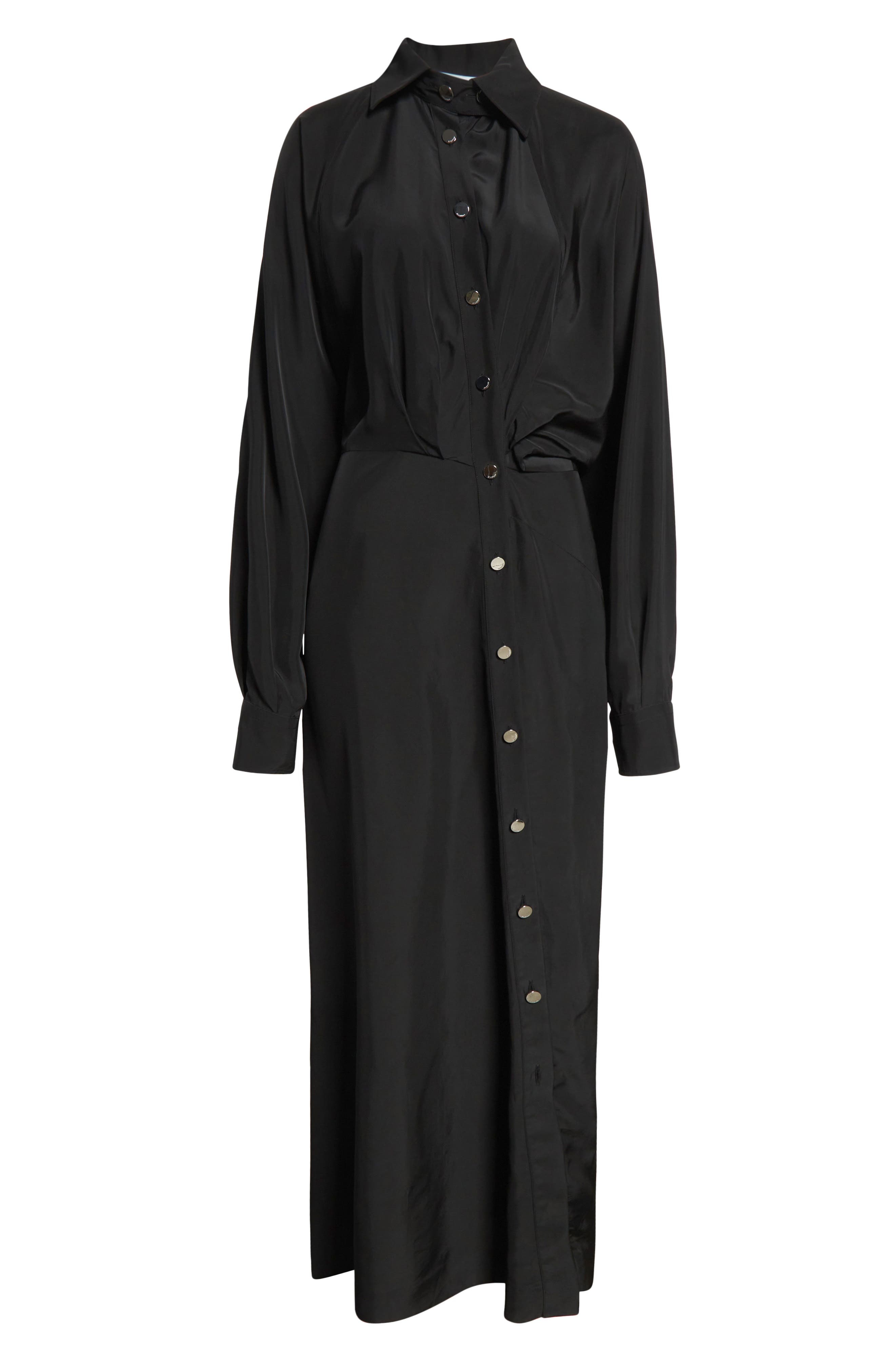 SPORTMAX Maranta Long Sleeve Maxi Shirtdress in Black at Nordstrom - 5