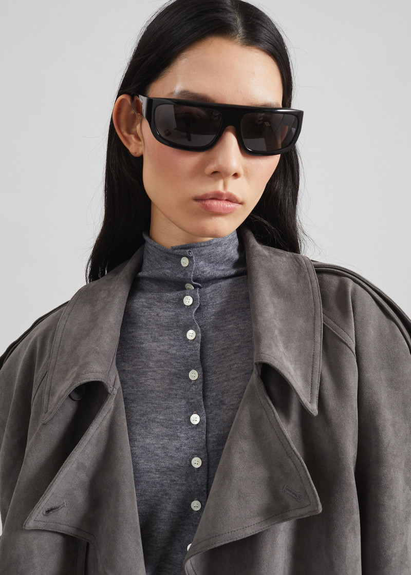 Islington Faux Suede Cropped Trench - Grey 6