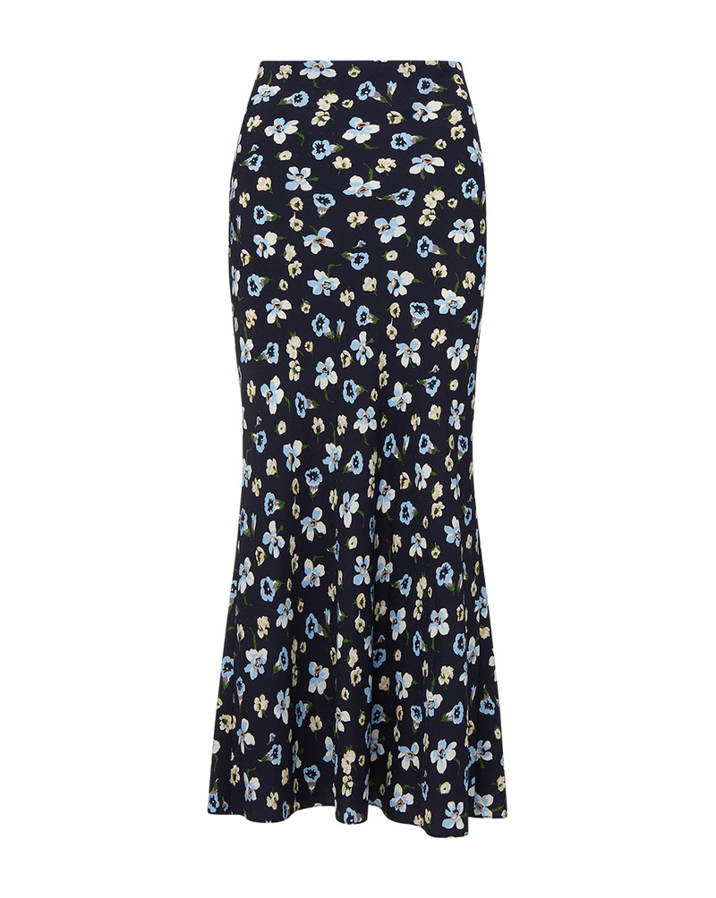 CLOVER STRETCH-SILK FLORAL SKIRT 1