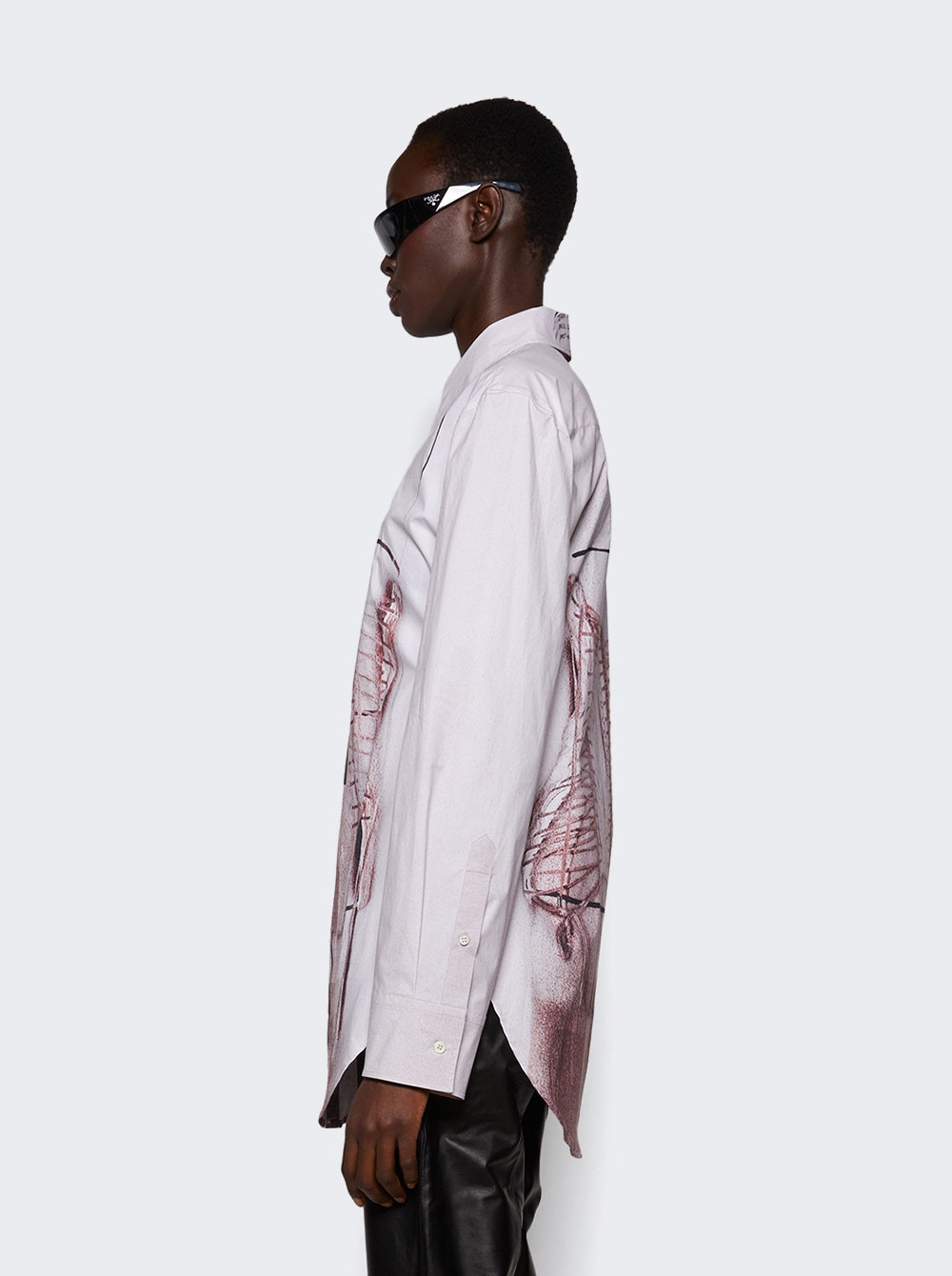 Trompe L'oeil Corset Shirt Dusty Pink And White - 3