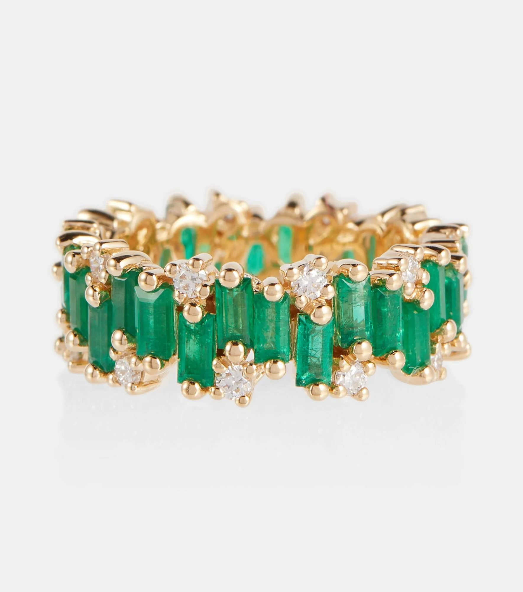 18kt gold ring with emeralds - 1