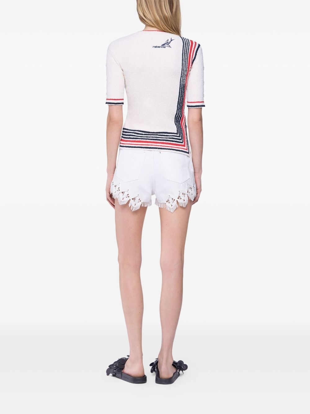 embroidered scalloped-hem shorts - 4