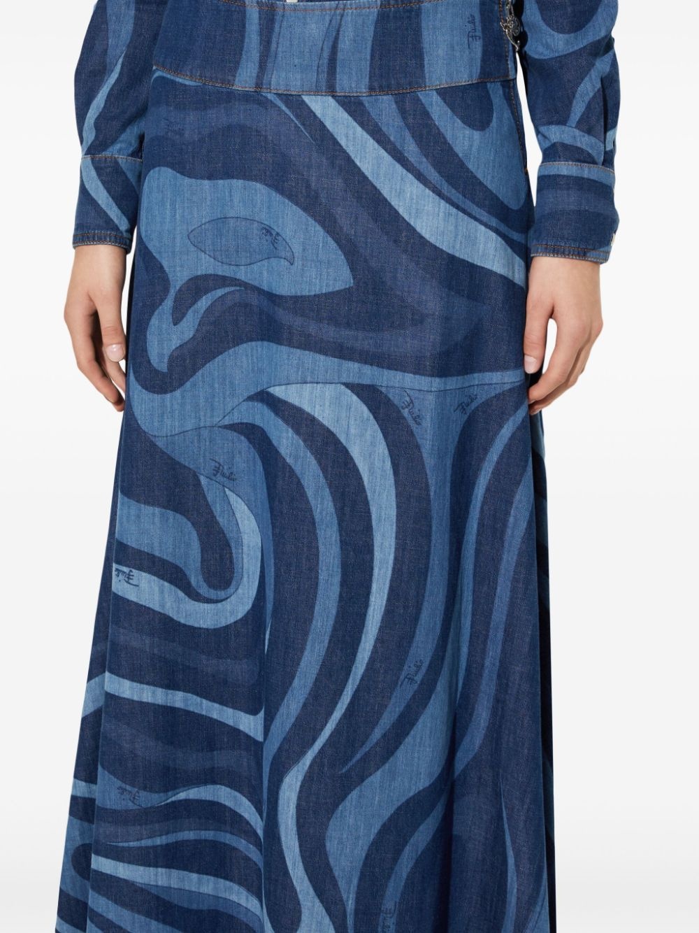 Marmo-print denim skirt - 5