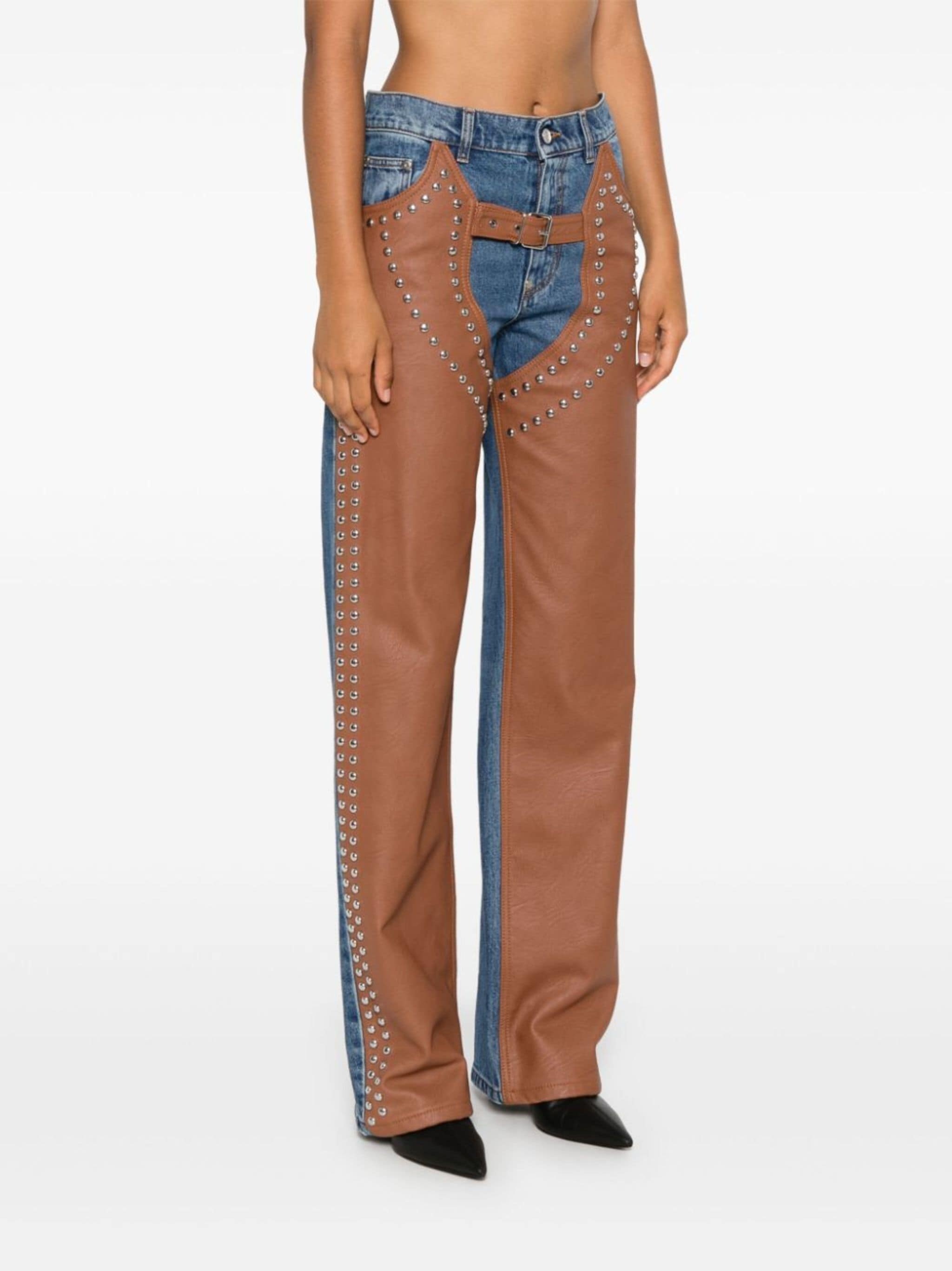 【24SS NEW】Stella McCartney / Chaps High-Rise ジーンズ Stella McCartney Altermat Denim Studded Chaps Baggy in