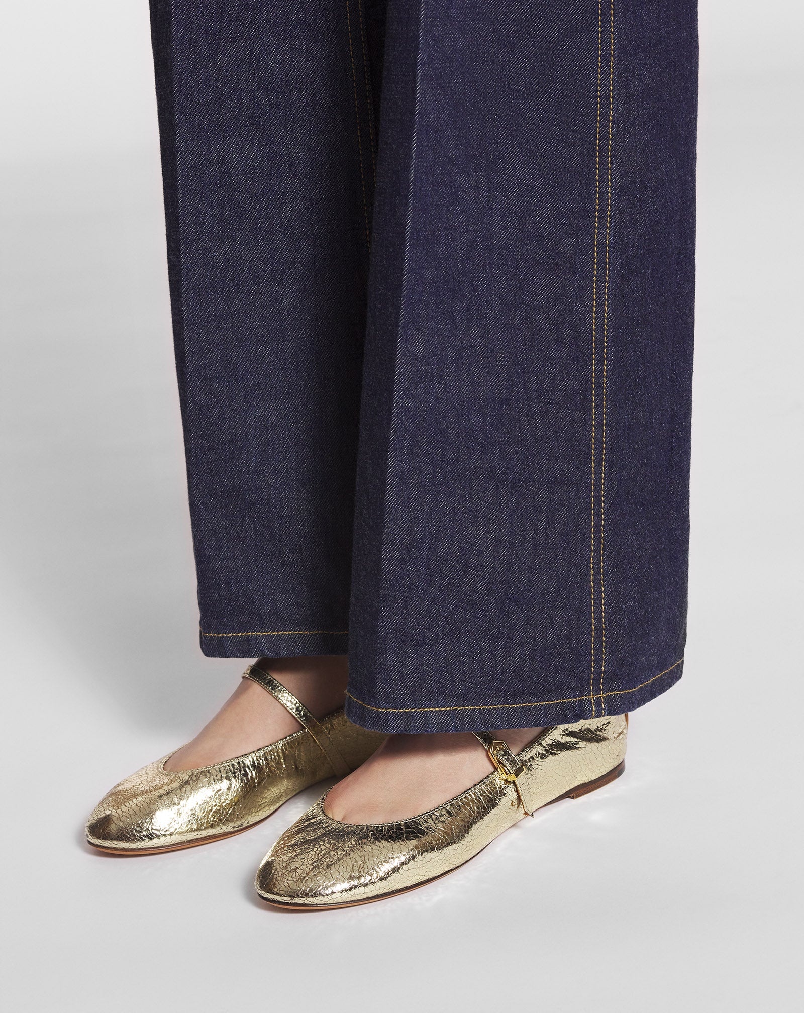 THE BALLERINA MARY JANE IN CRACKLED METALLIC LEATHER - 6