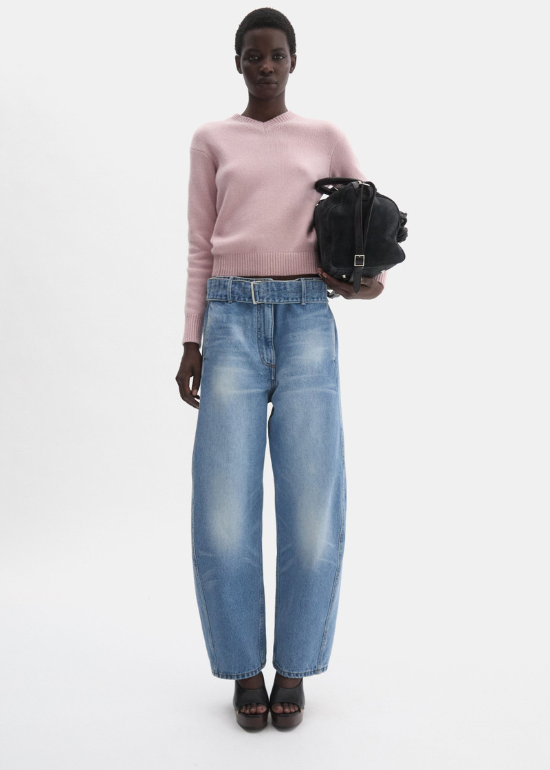 MAGDA BUTRYM Belted wide-leg denim trousers in light blue outlook