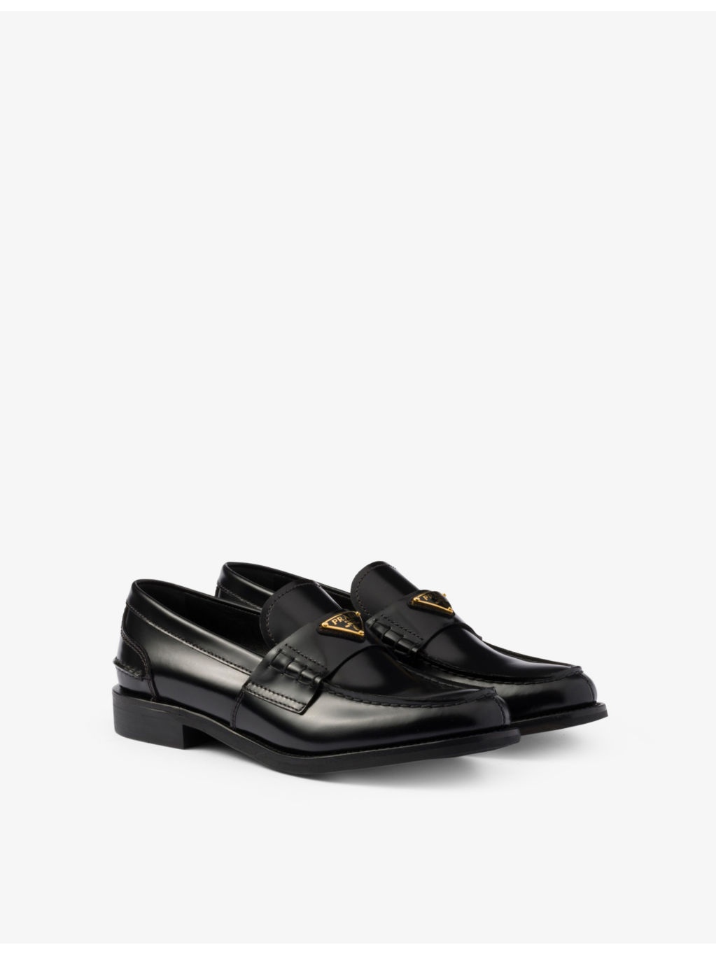 Logo-plaque brushed leather loafers - 3