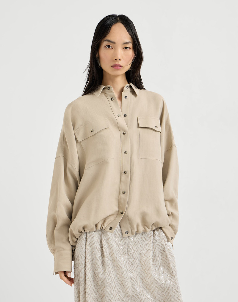Brunello Cucinelli Viscose and linen fluid twill shirt outlook