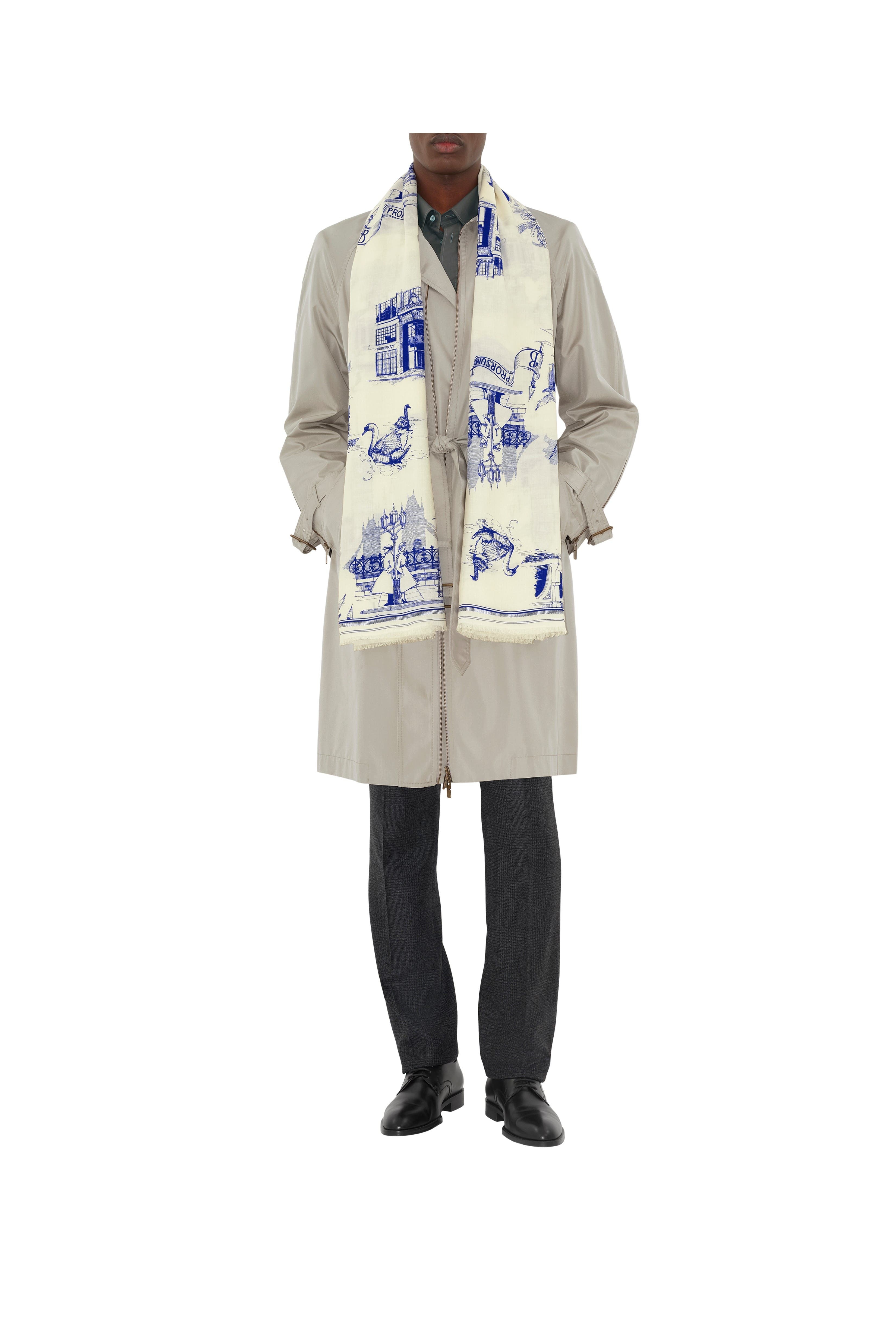 burberry London Landmarks Wool Silk Scarf in Knight at Nordstrom - 4