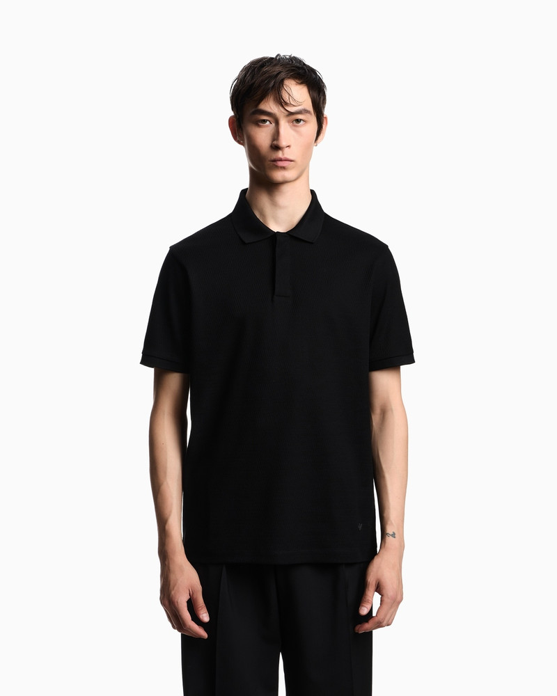 EMPORIO ARMANI JERSEY POLO SHIRT WITH VERTICAL JACQUARD MOTIF outlook