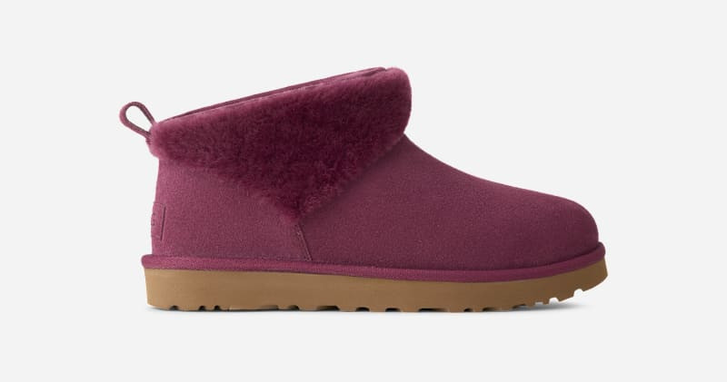 ® Women's Classic Ultra Mini Snugscape Suede Classic Boots in Burnt Magenta 1