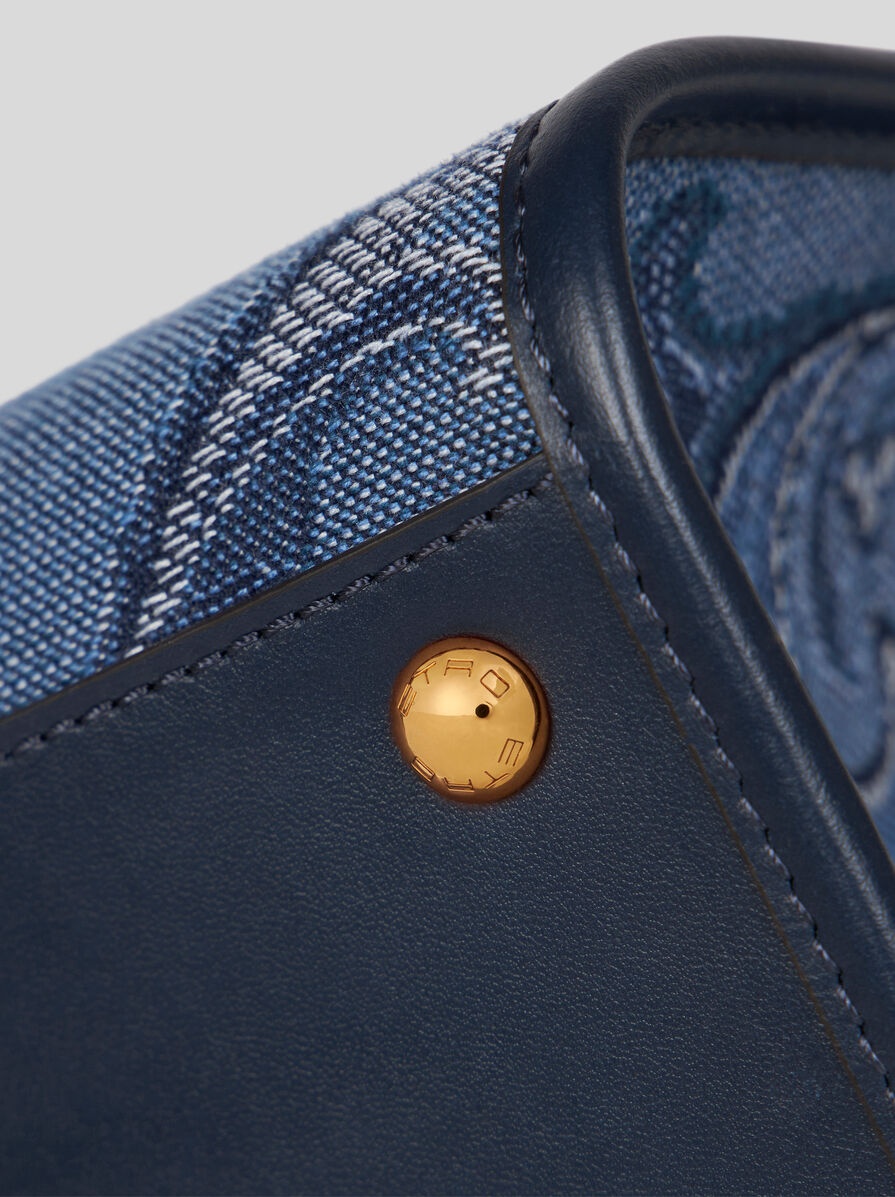 SMALL DENIM JACQUARD LOVE TROTTER BAG - 7