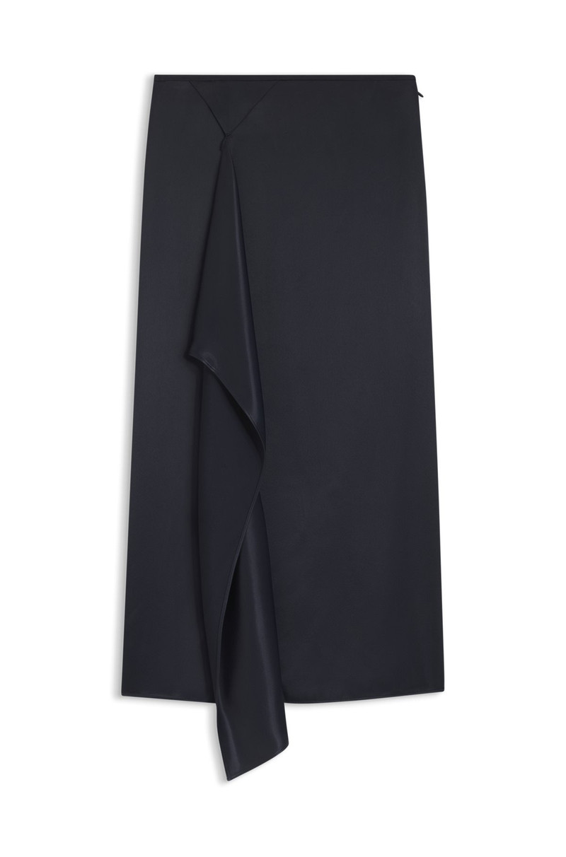 FAUX-WRAP MIDI SKIRT IN SATIN 1