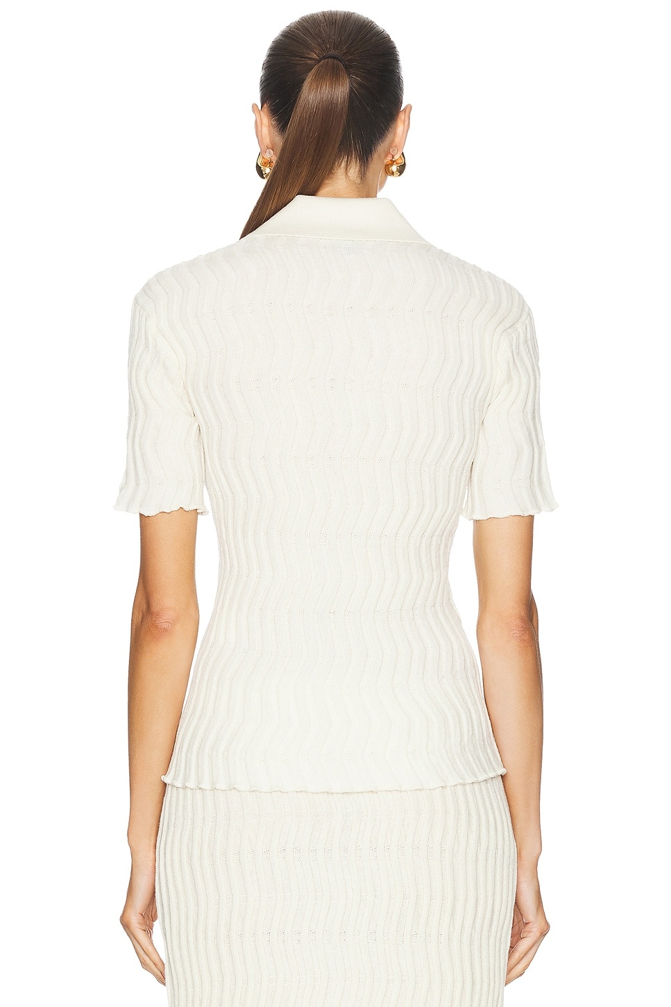 Rib Knit Polo Top - 3