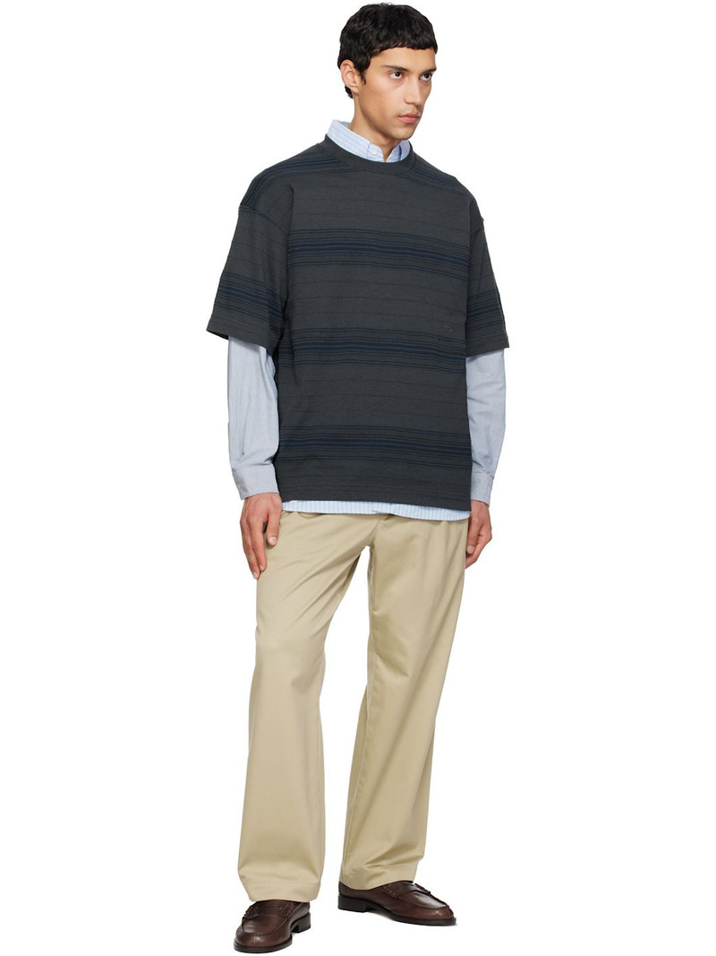 Nanamica Gray Stripe T-shirt outlook