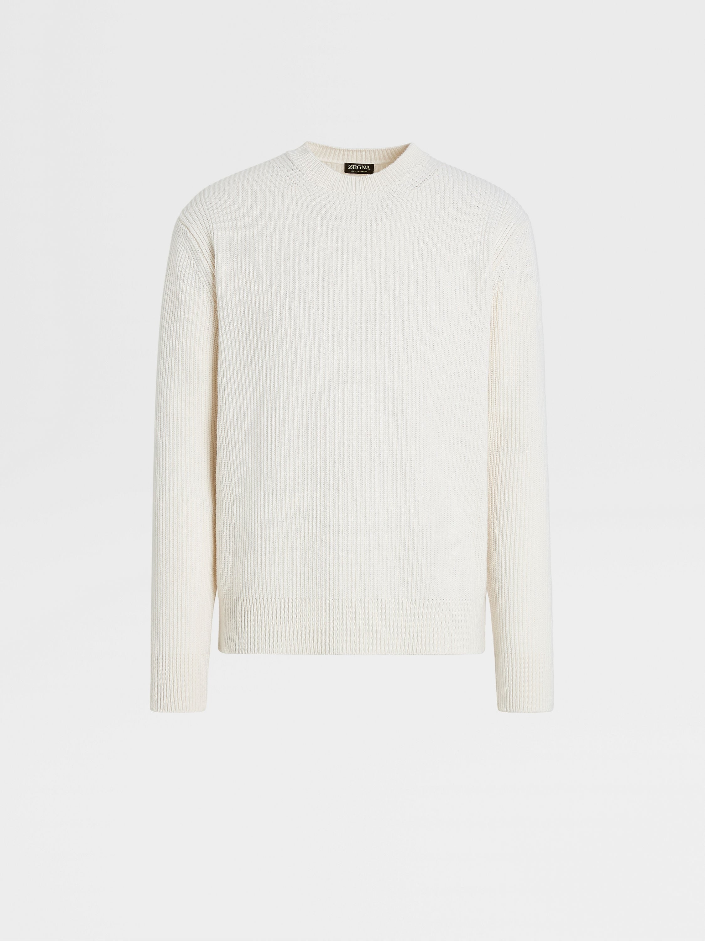 WHITE MÉLANGE OASI CASHMERE CREWNECK - 1