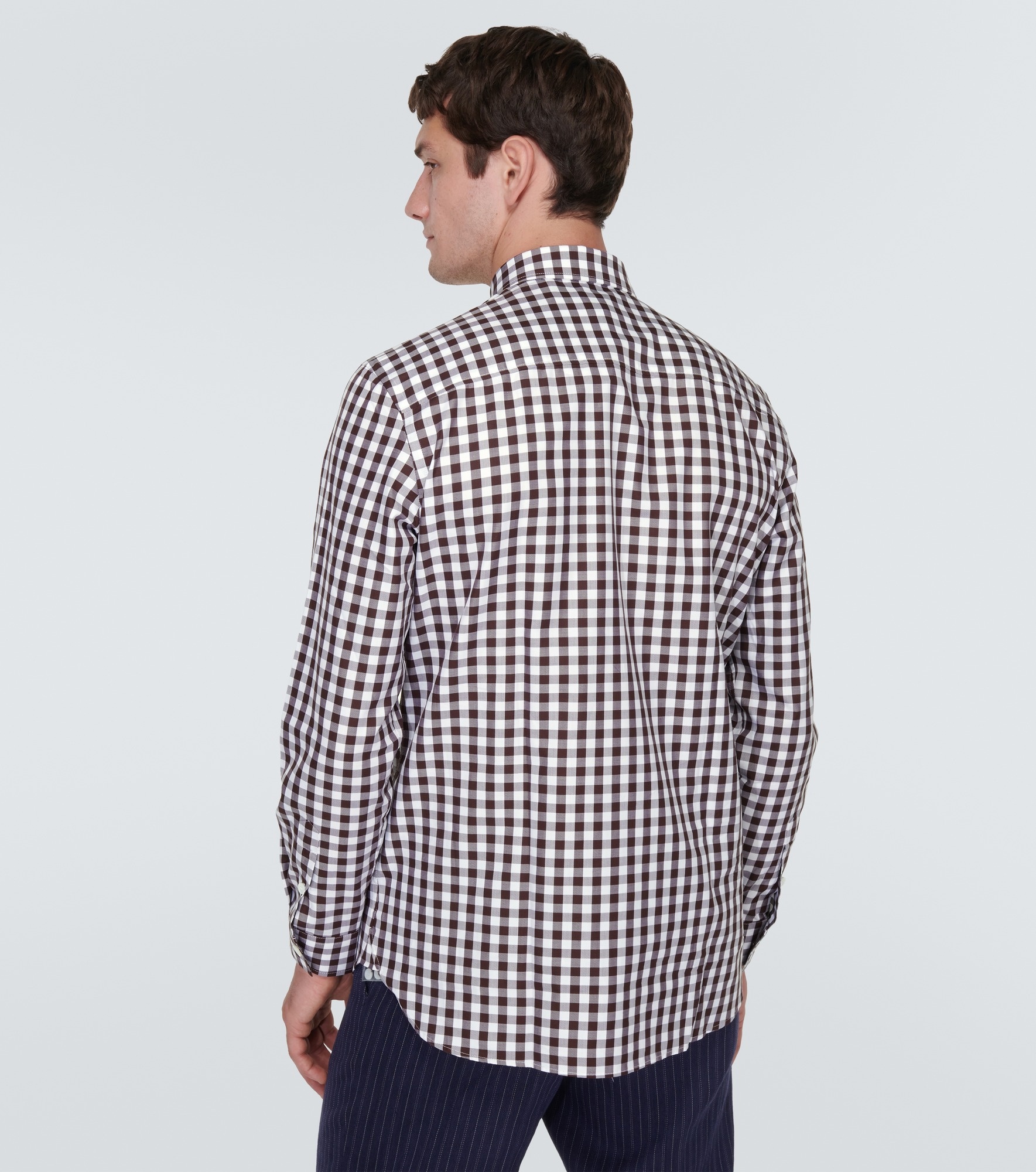 Logo checked cotton poplin shirt - 4