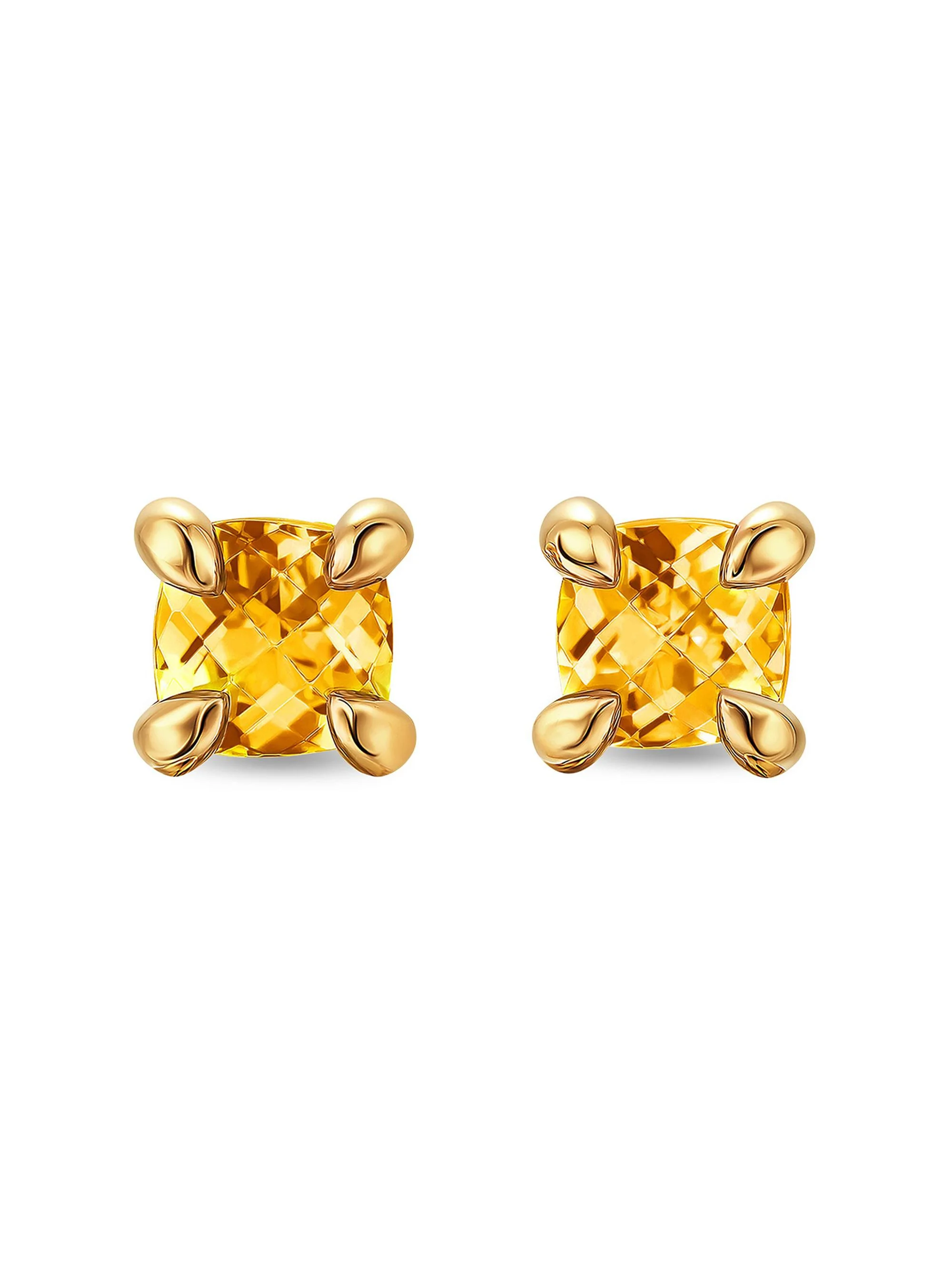 Women's Micro Chatelaine Stud Earrings in 18K Yellow Gold - Citrine - 1