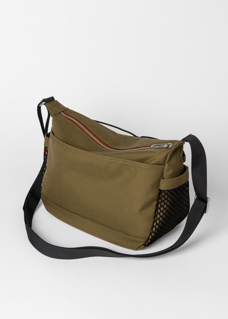 Khaki Nylon Utility Messenger Bag 4