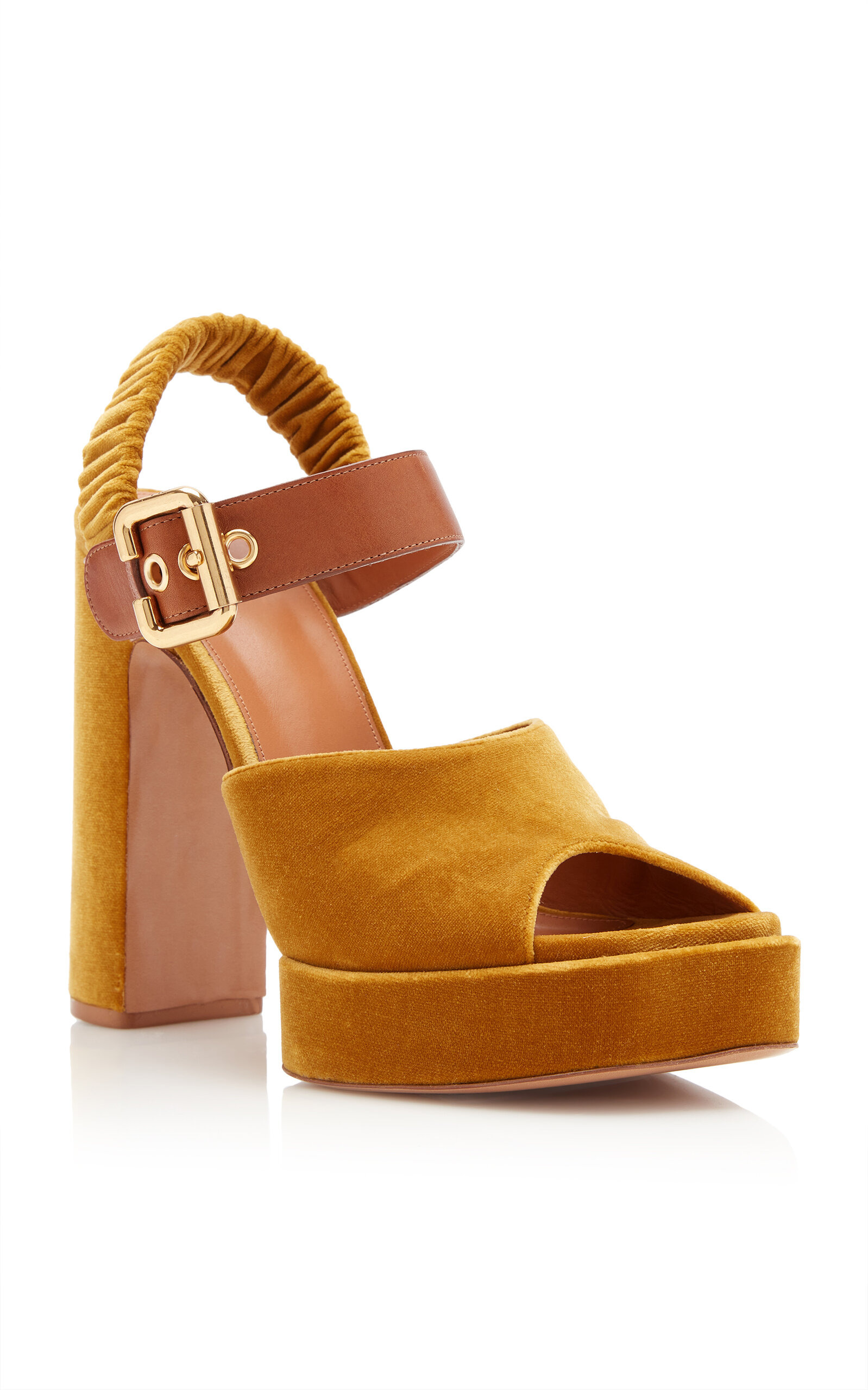Aria Velvet Platform Sandals gold - 3