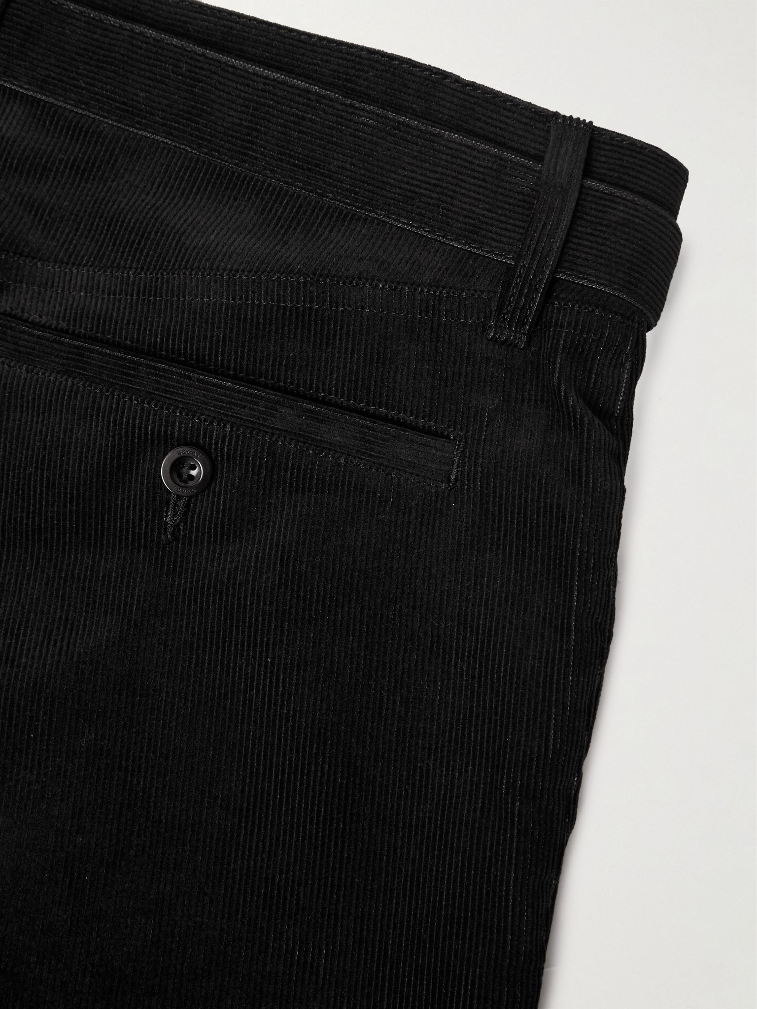 Straight-Leg Belted Cotton-Blend Corduroy Trousers Black - 5
