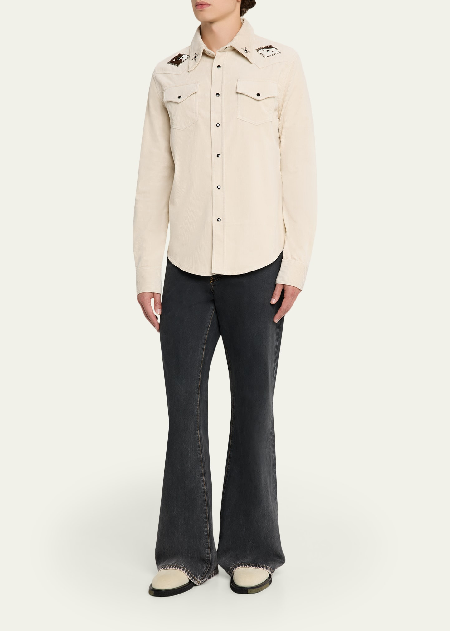 Men's Stevie Cord-Embellished Western Shirt - 2