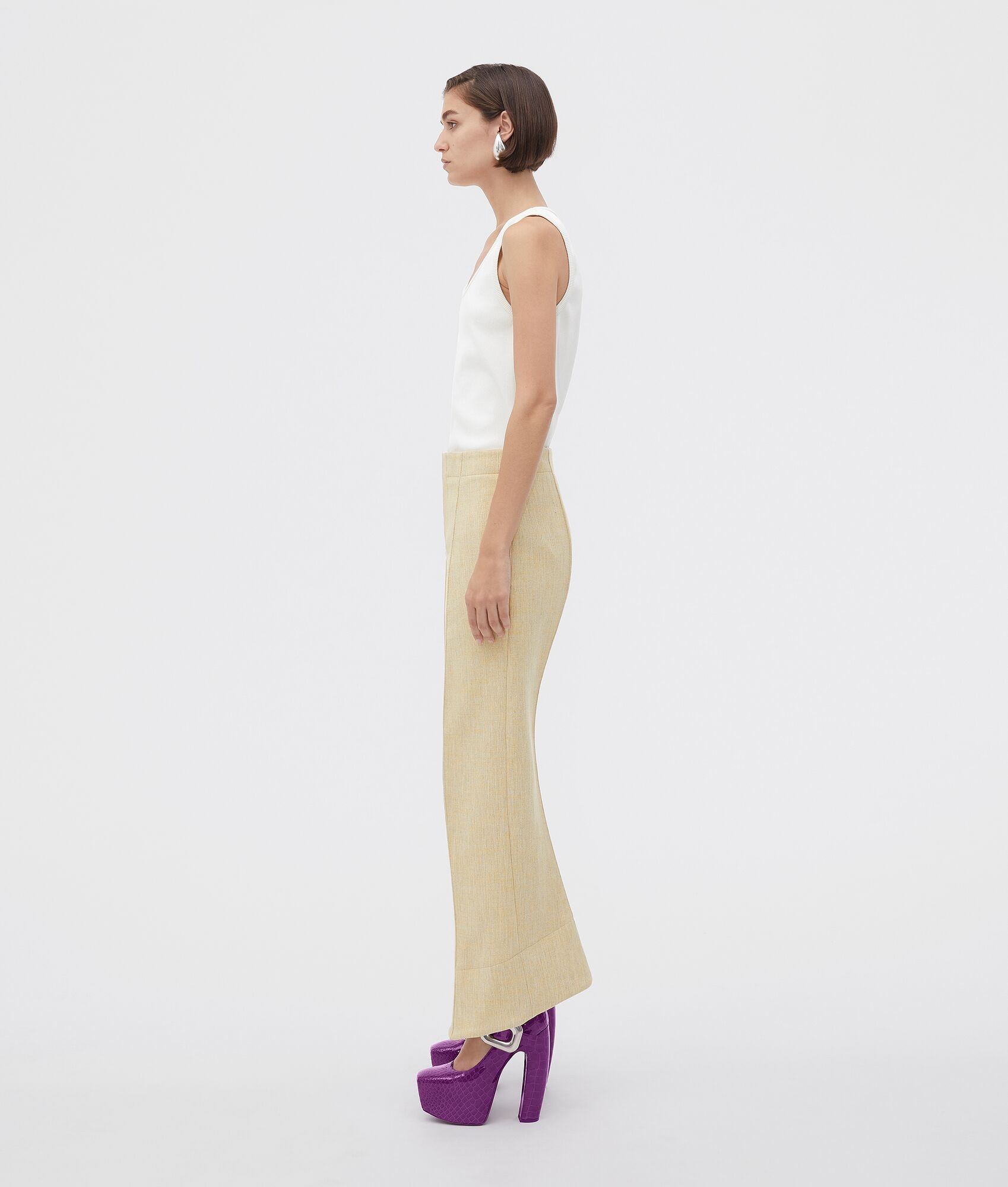 curved shape double wool trousers - 2