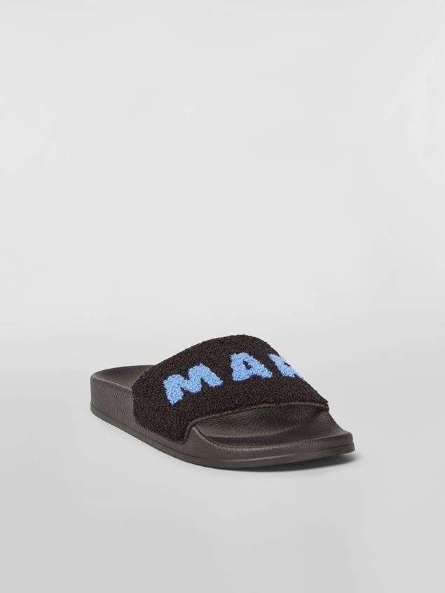 RUBBER SANDAL WITH BLACK AND BLUE TERRY-CLOTH BAND - 2