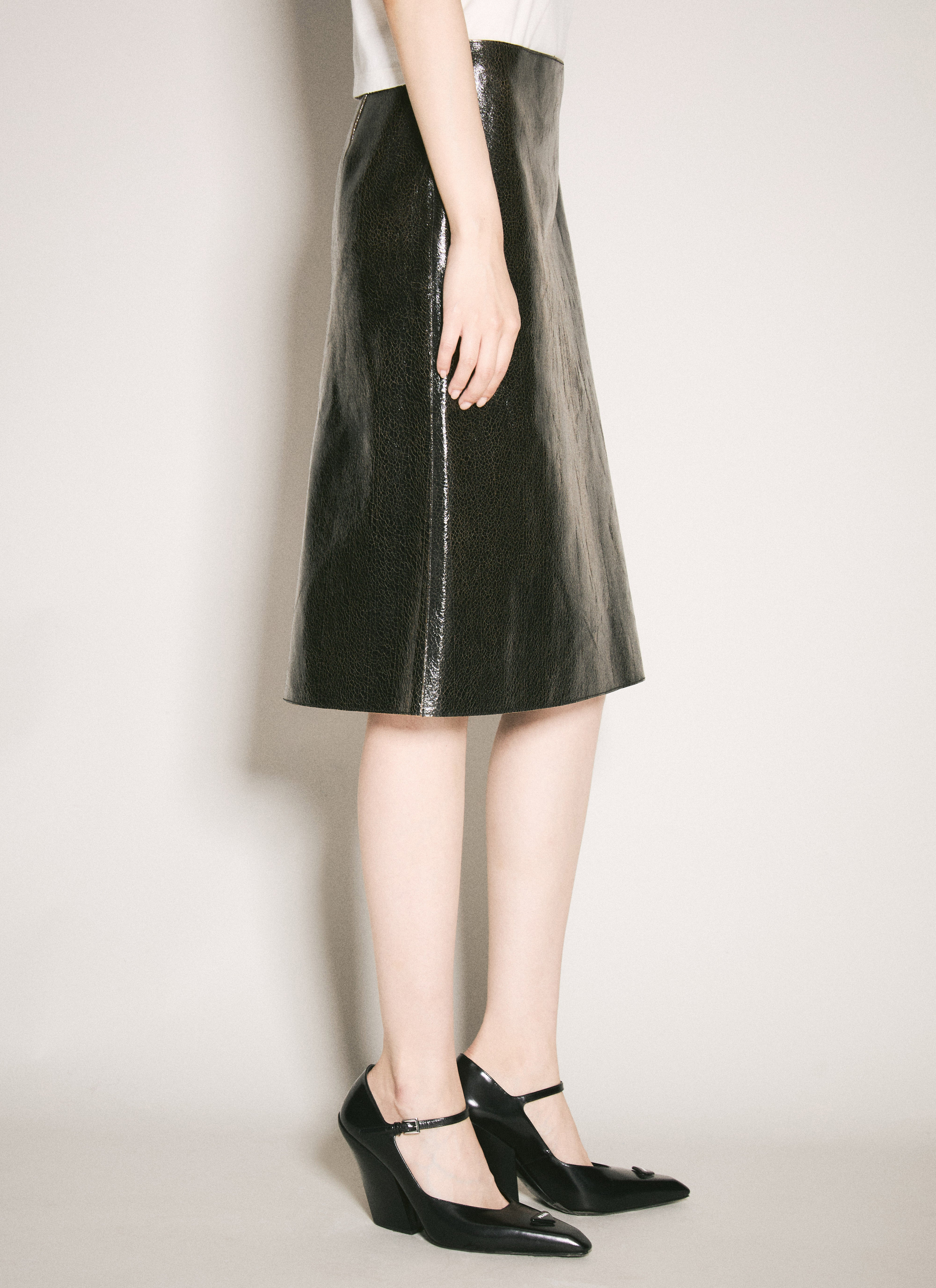 Prada Women Craquelé Leather Skirt - 5