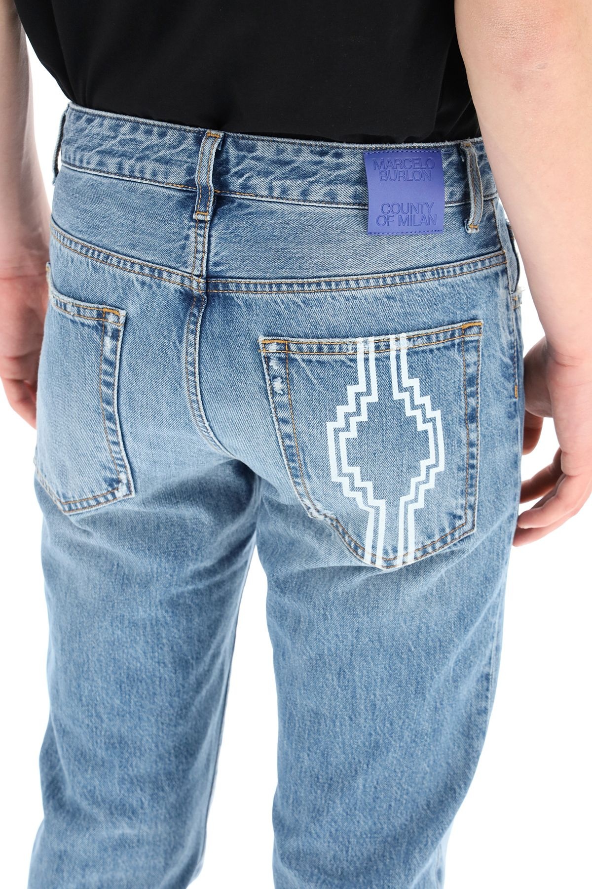 SLIM JEANS WITH FIRE CROSS PRINT - 5