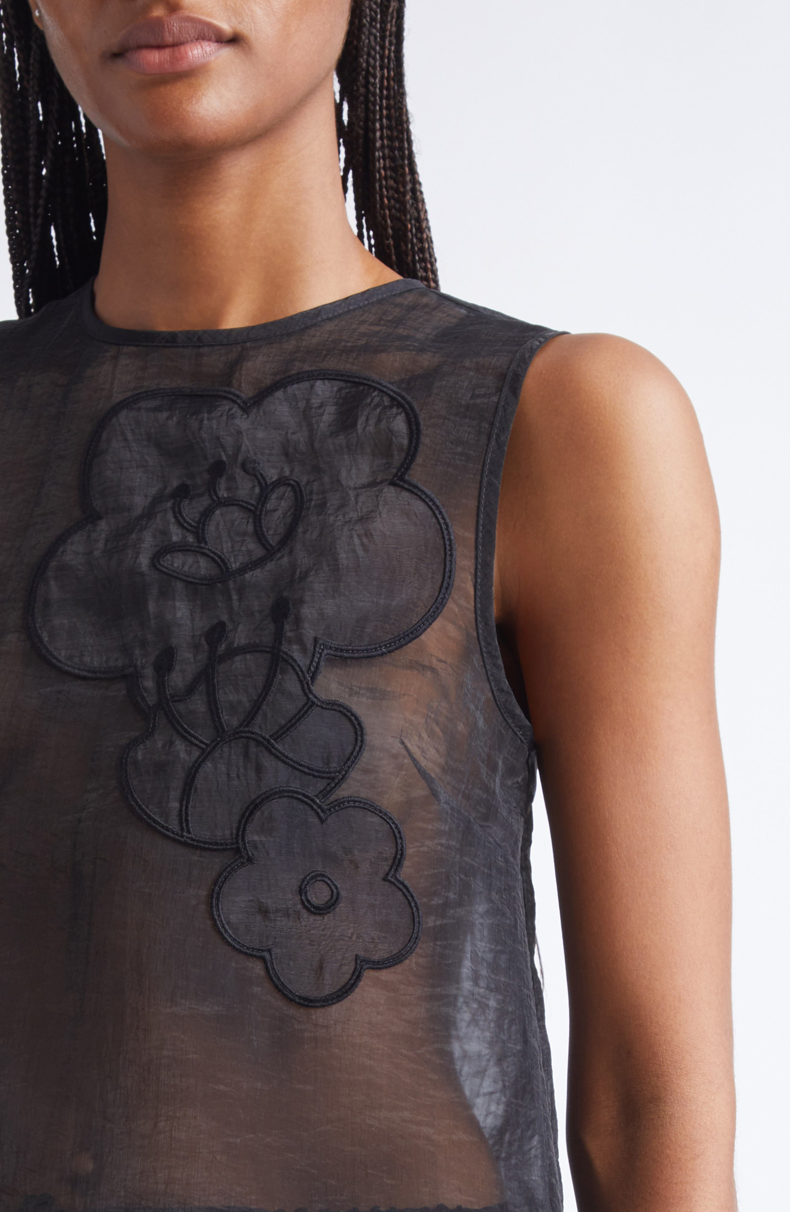 Cecilie Bahnsen Alba Liquid Myrtia Sheer Organza Tank in Black at Nordstrom - 5