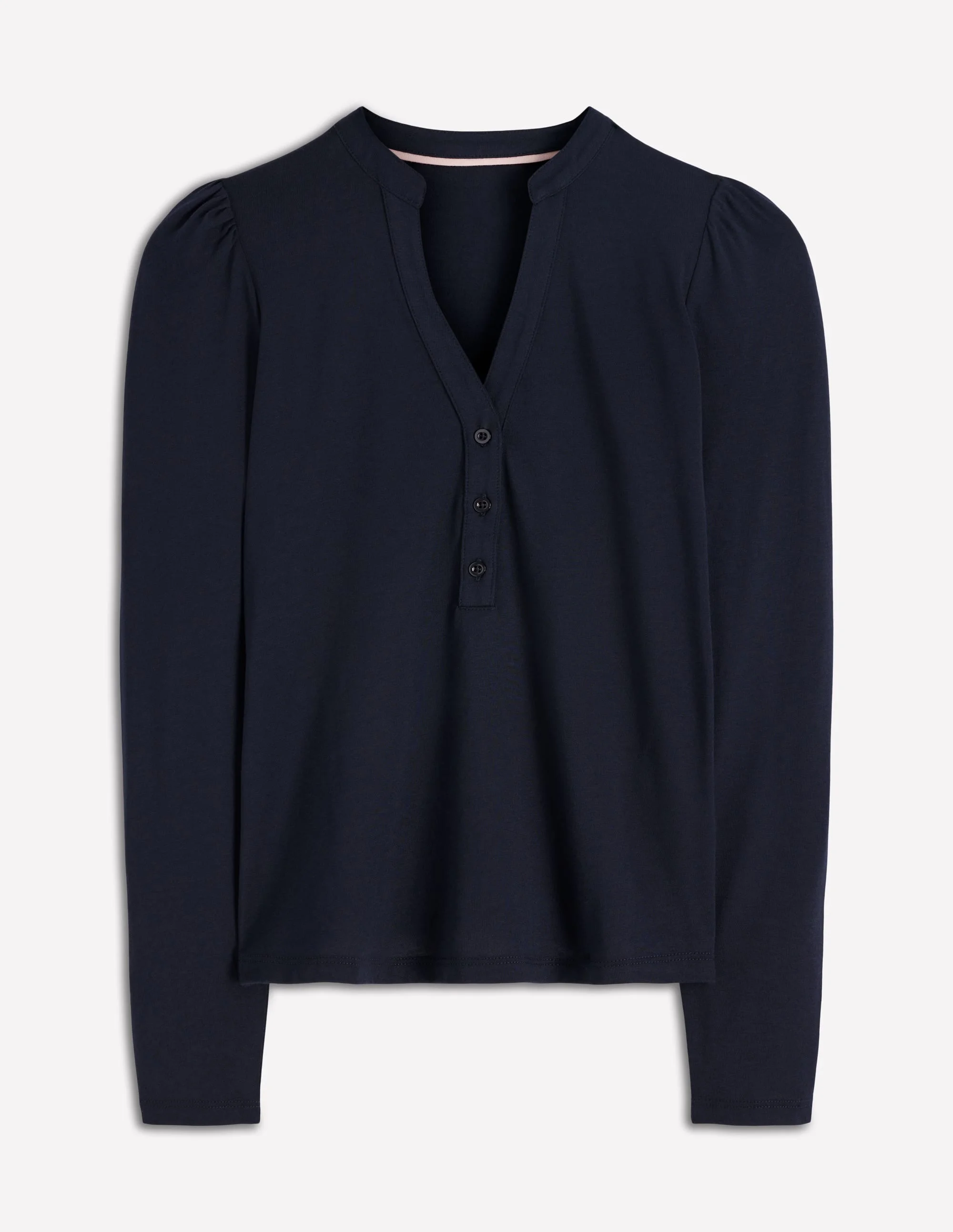 Supersoft Open Neck Henley-Navy - 1