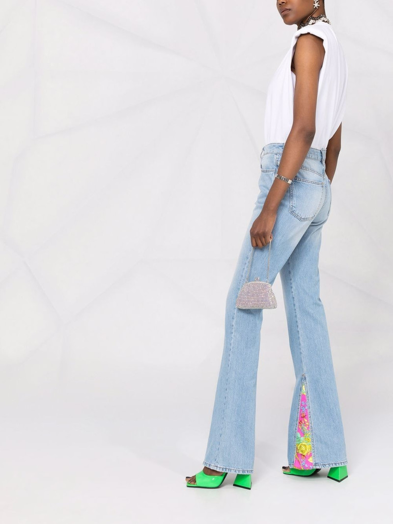 floral insert flared jeans 6