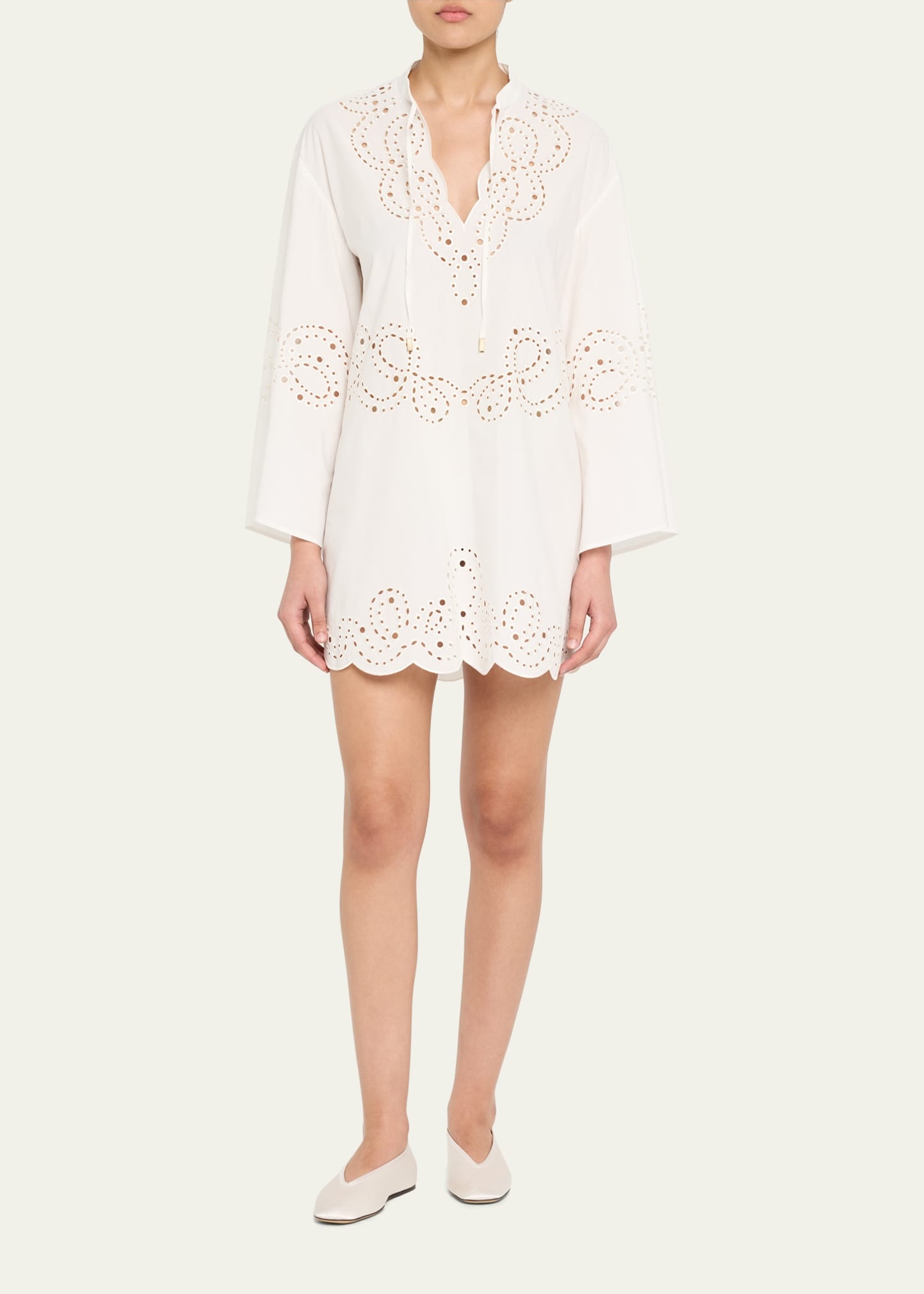 Sarina Embroidered Long-Sleeve Mini Dress - 2