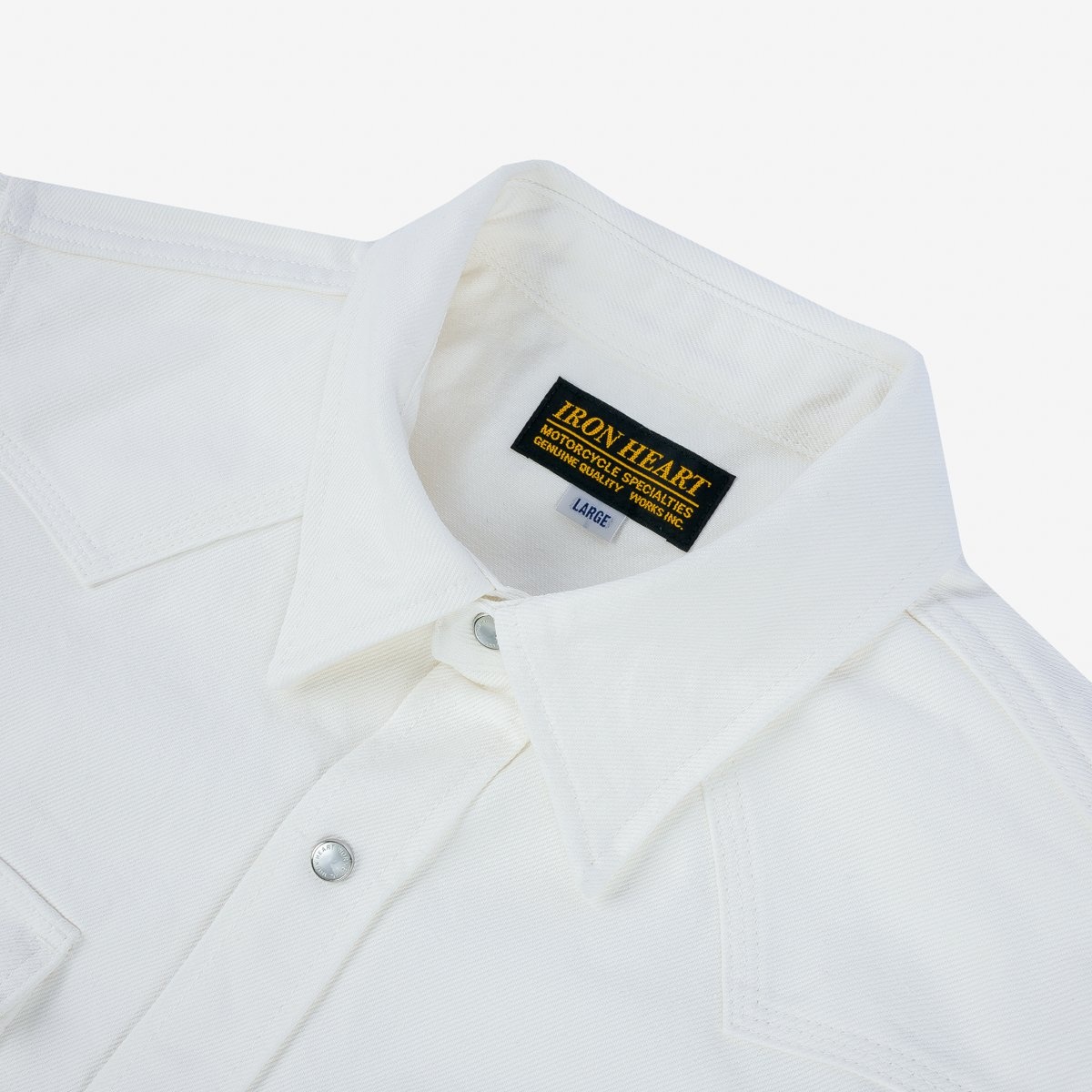 IHSH-384-WHT 13.5oz Denim Western Shirt - White - 7