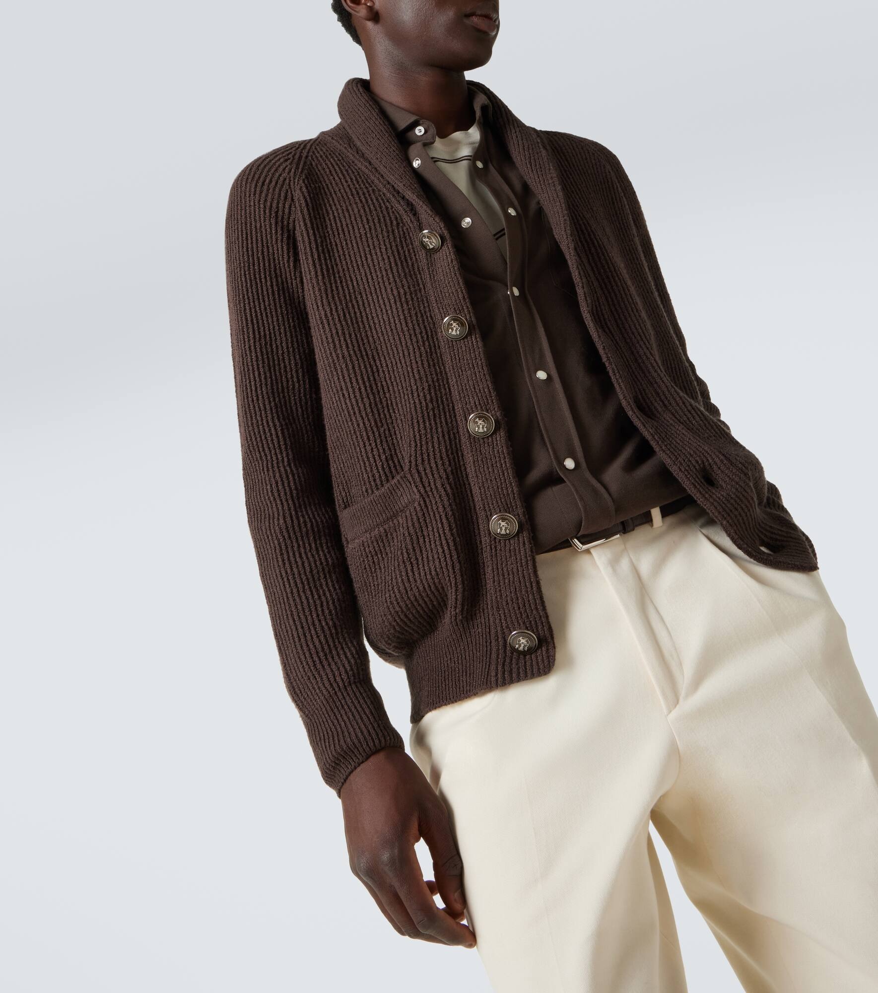 Cotton ribbed-knit cardigan - 5