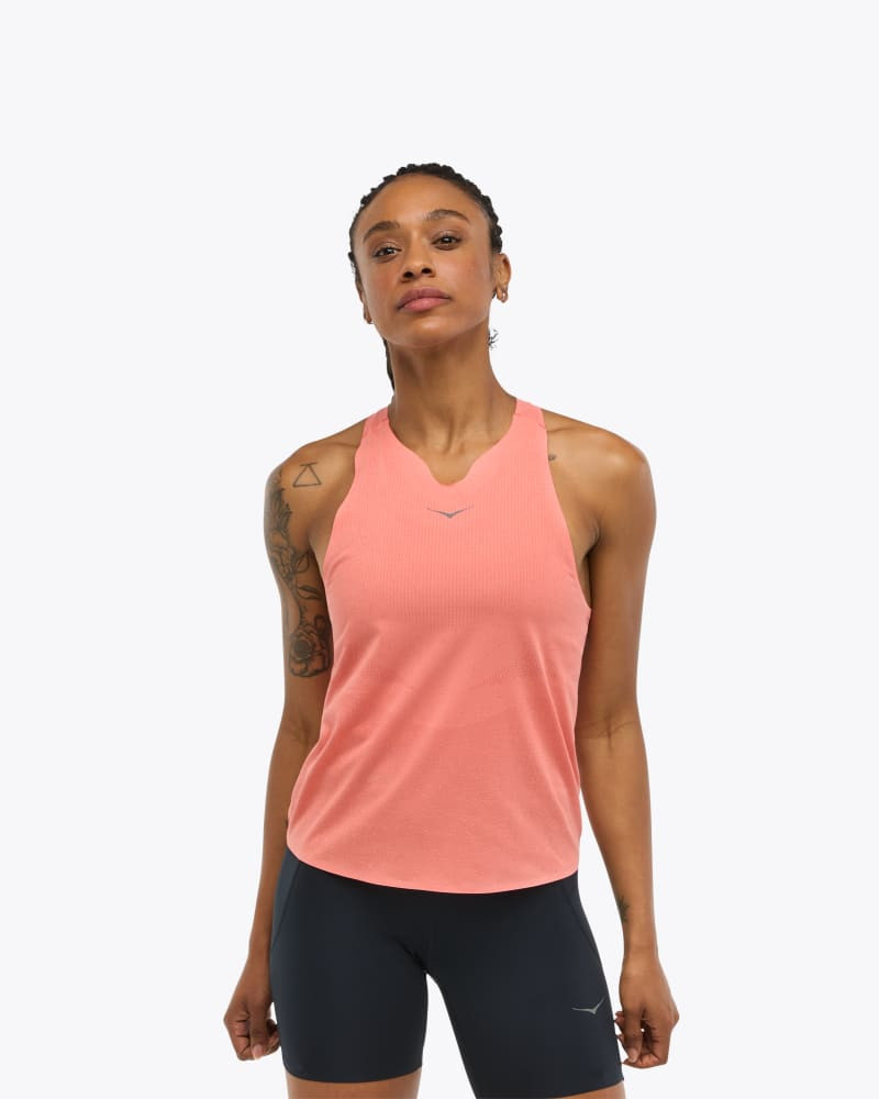 Women's Race Day Singlet Top in Grapefruit 1