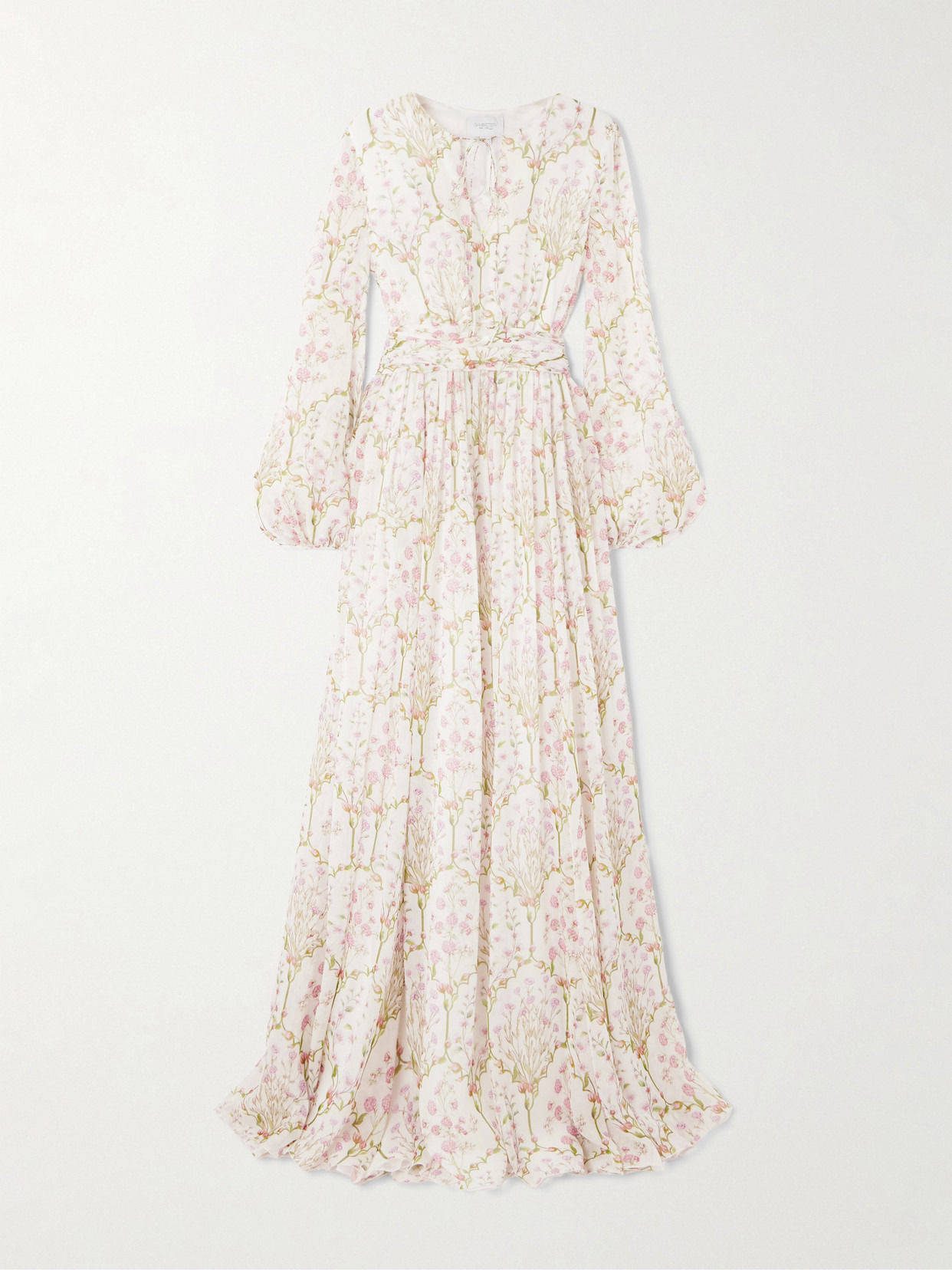 Belted Floral-print Silk-georgette Gown - 1
