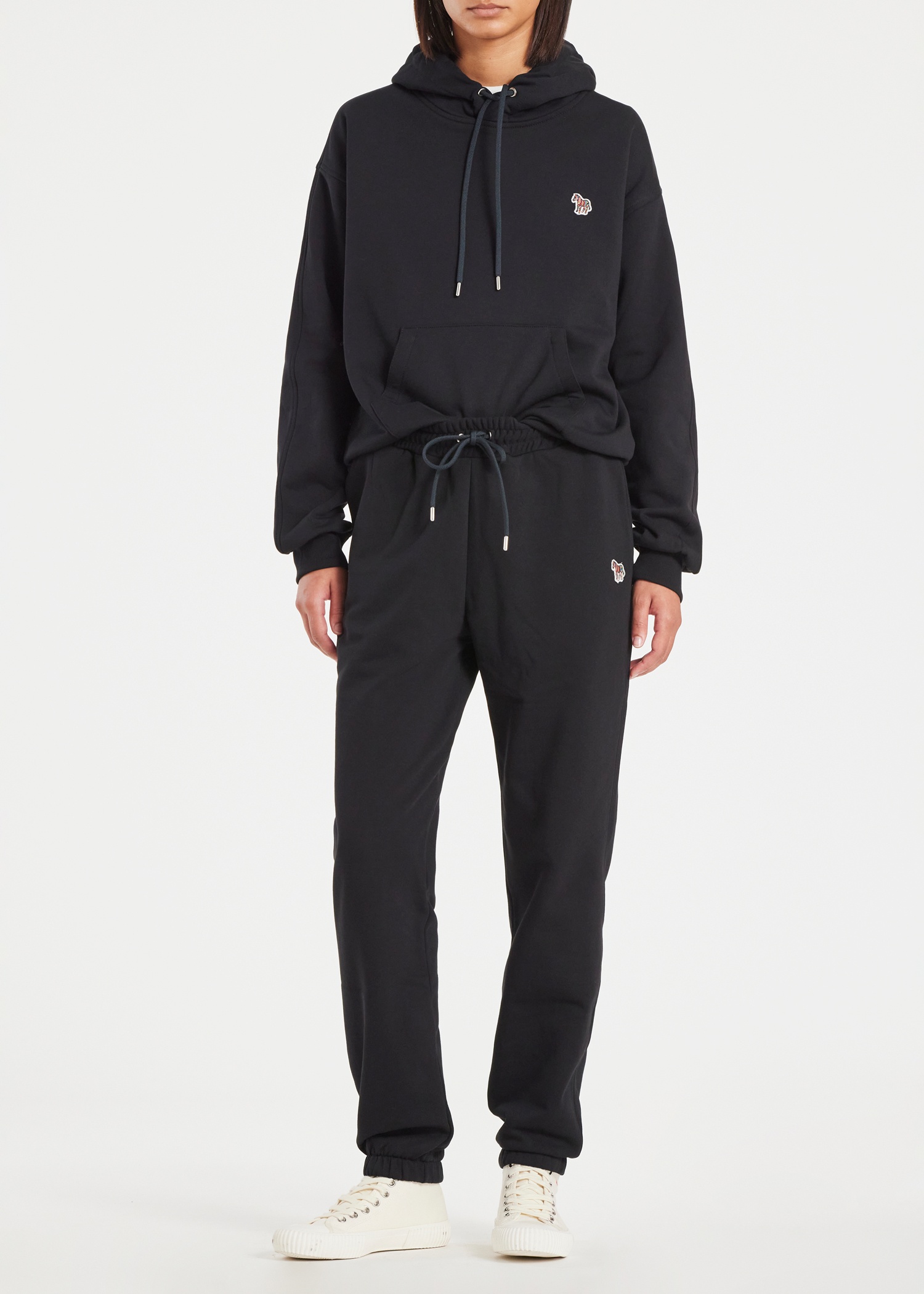 Black Cotton Zebra Logo Hoodie - 3