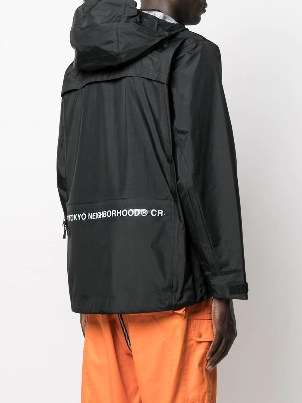 logo tape rain jacket - 4